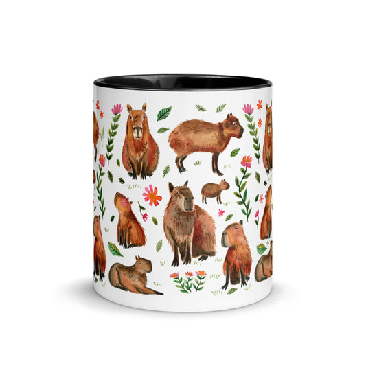 Mug with Color Inside - Capybara's illustrated with watercolor - SANDRAAS