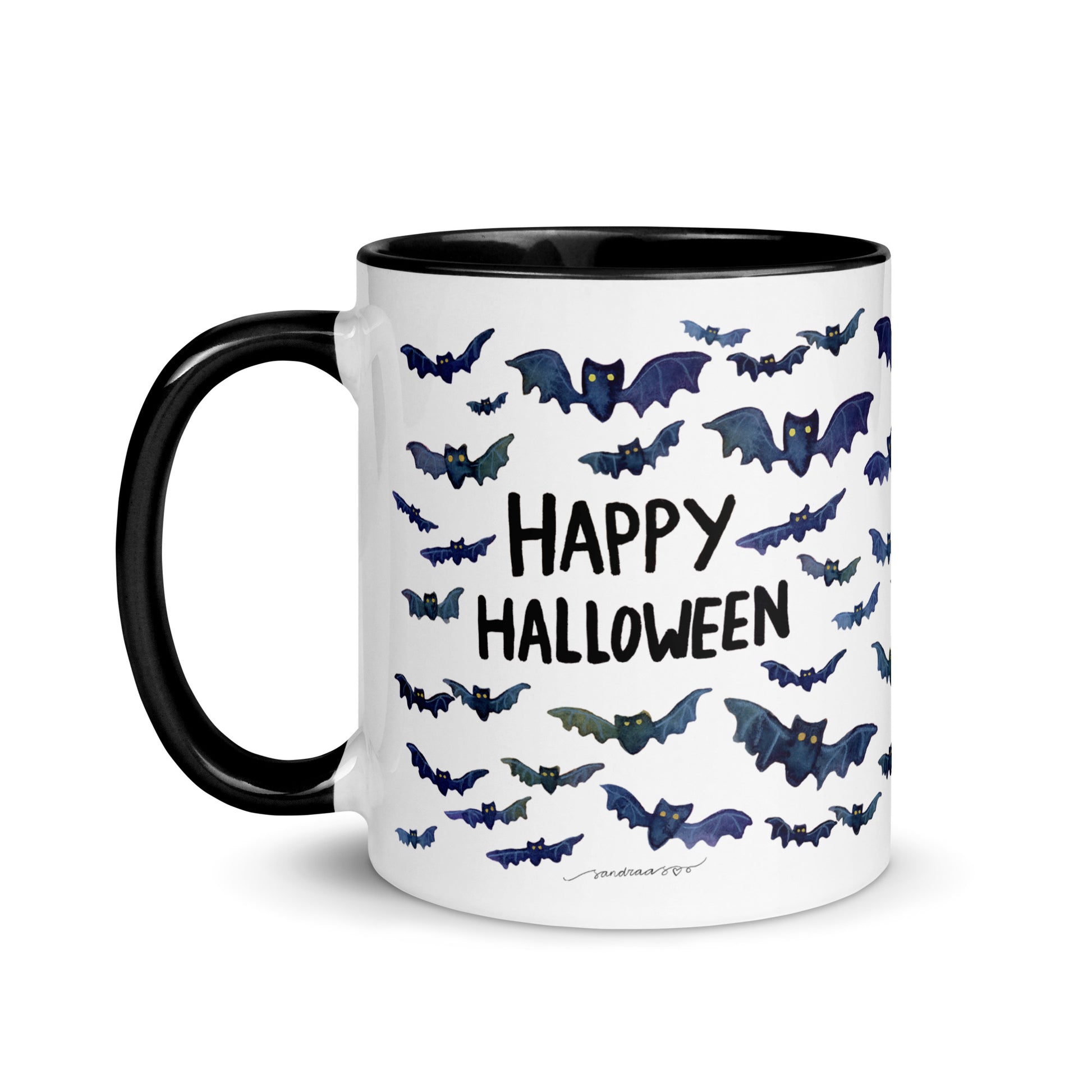 Happy Halloween Bat Mug – A Whimsical Watercolor Delight! 🦇🎃☕ - SANDRAAS
