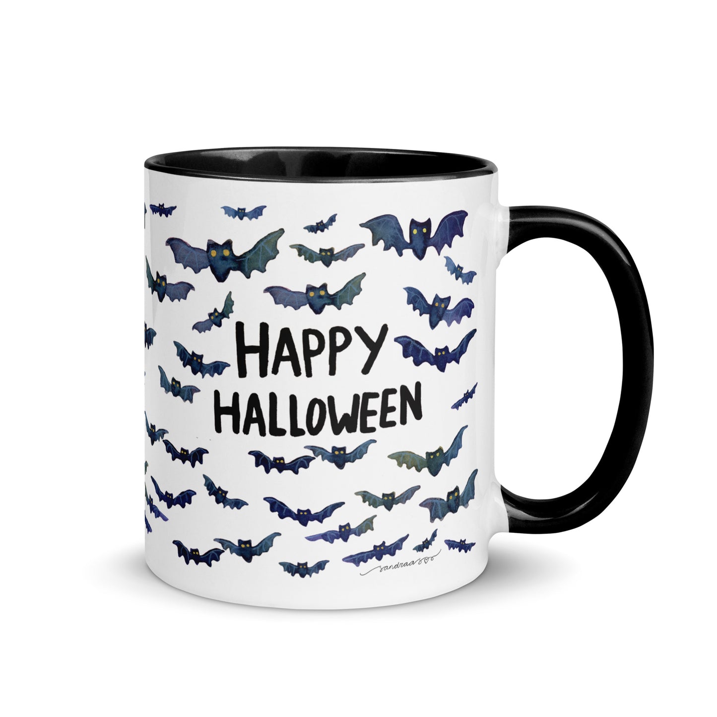 Happy Halloween Bat Mug – A Whimsical Watercolor Delight! 🦇🎃☕ - SANDRAAS