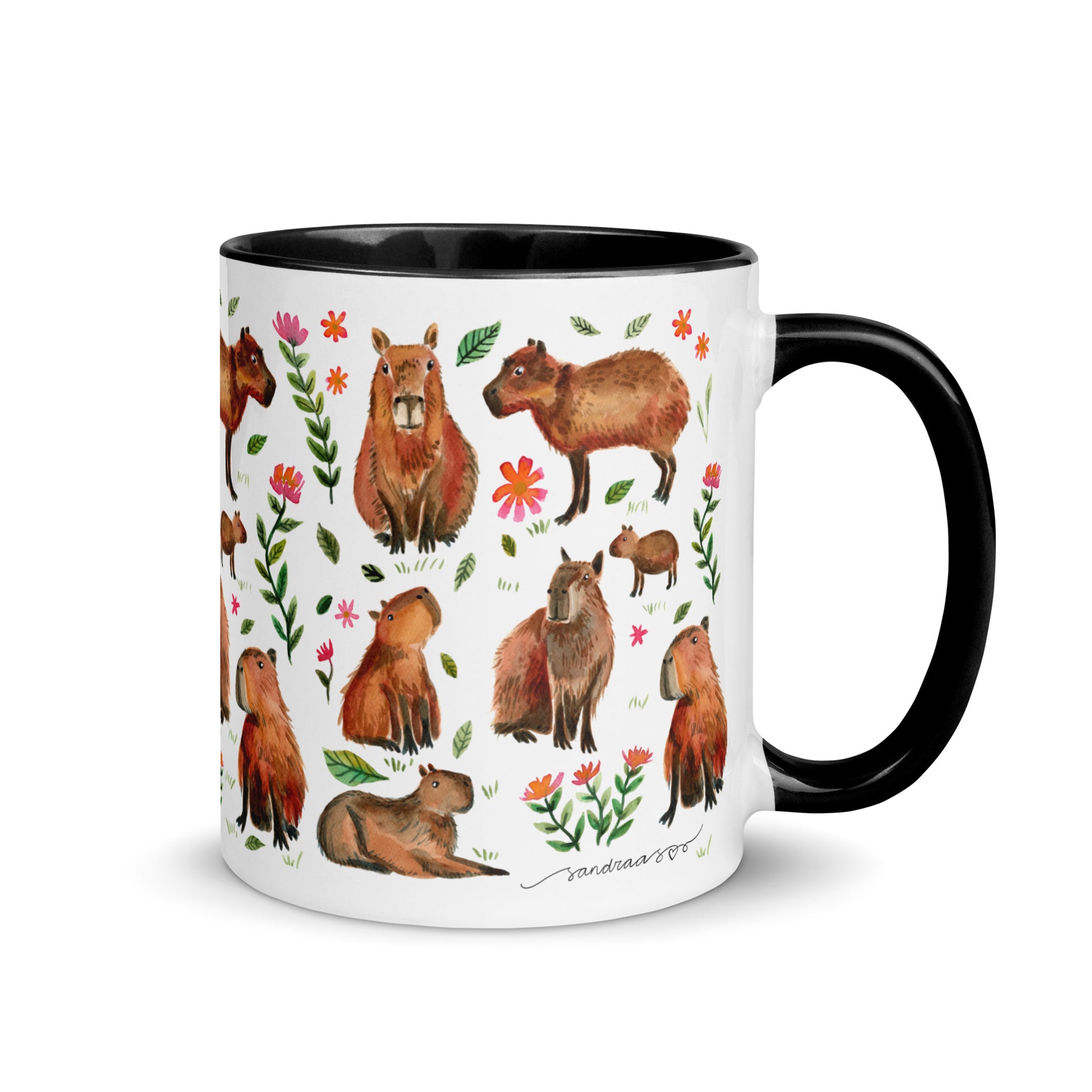 Mug with Color Inside - Capybara's illustrated with watercolor - SANDRAAS