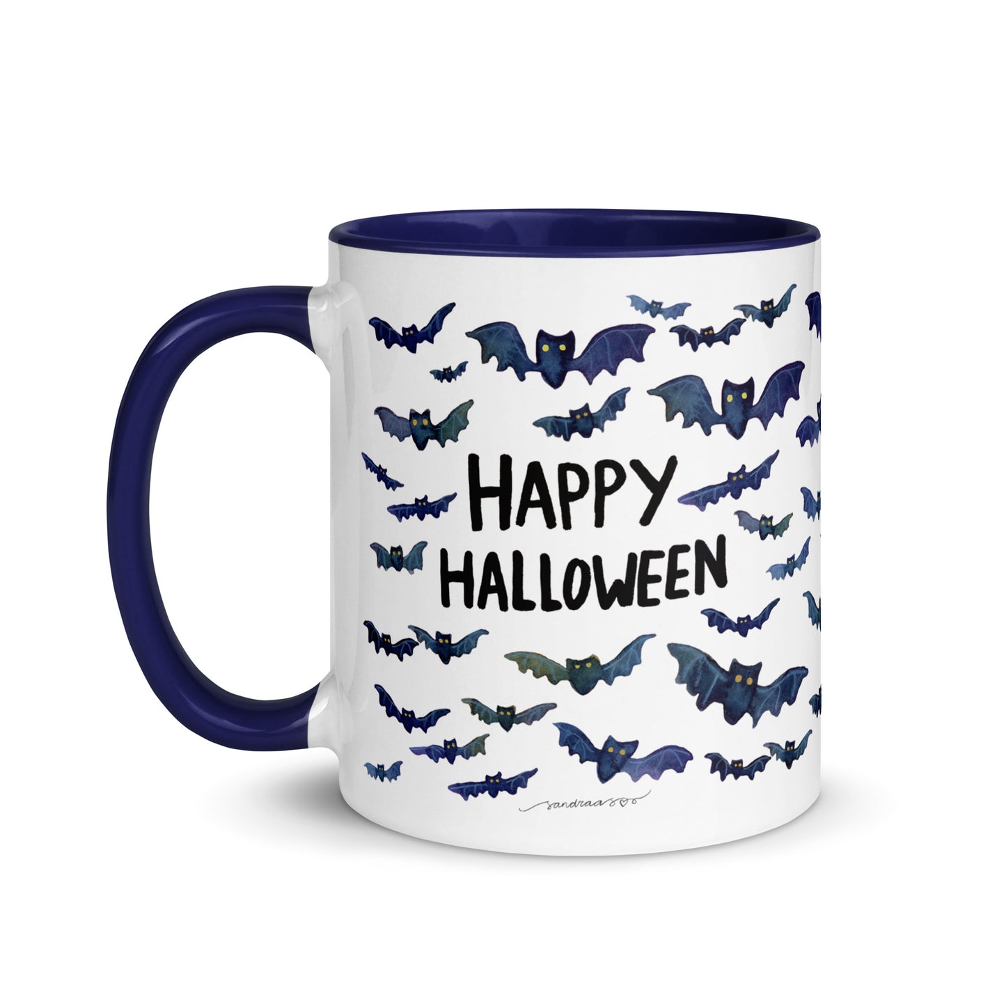 Happy Halloween Bat Mug – A Whimsical Watercolor Delight! 🦇🎃☕ - SANDRAAS