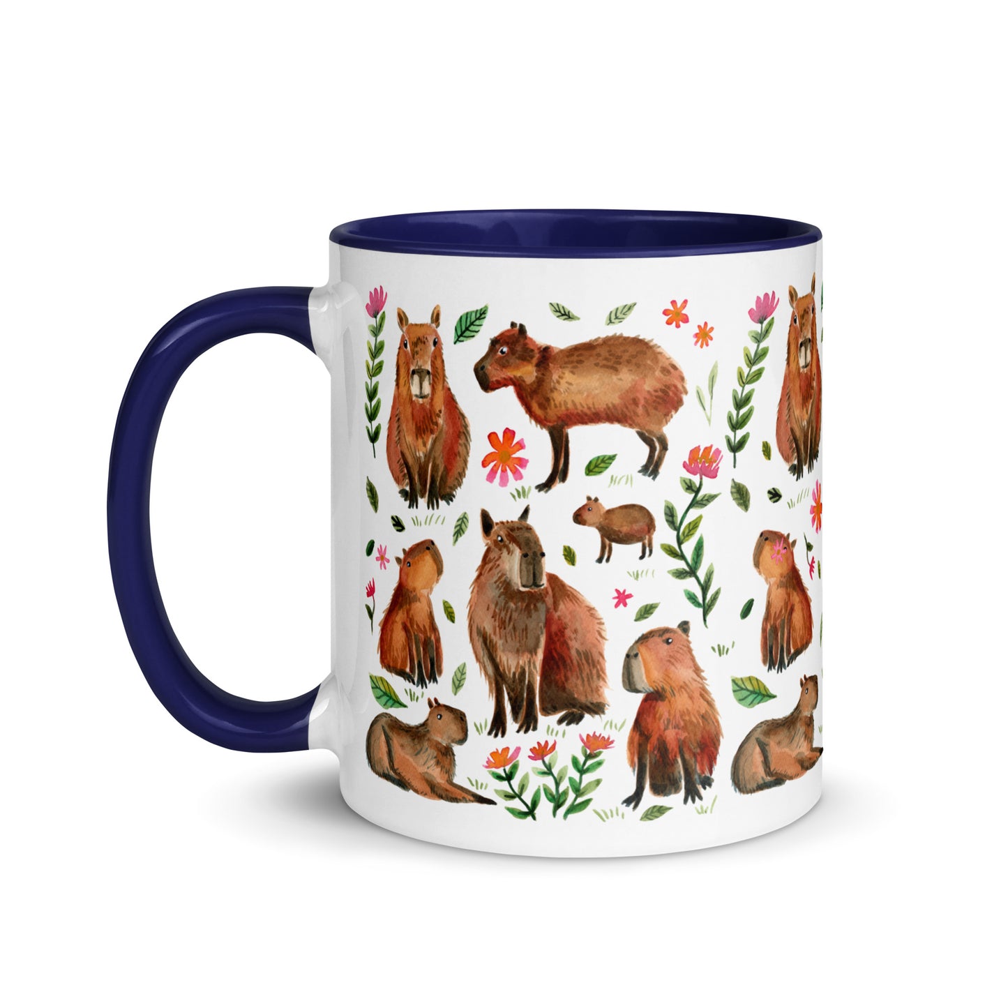 Mug with Color Inside - Capybara's illustrated with watercolor - SANDRAAS