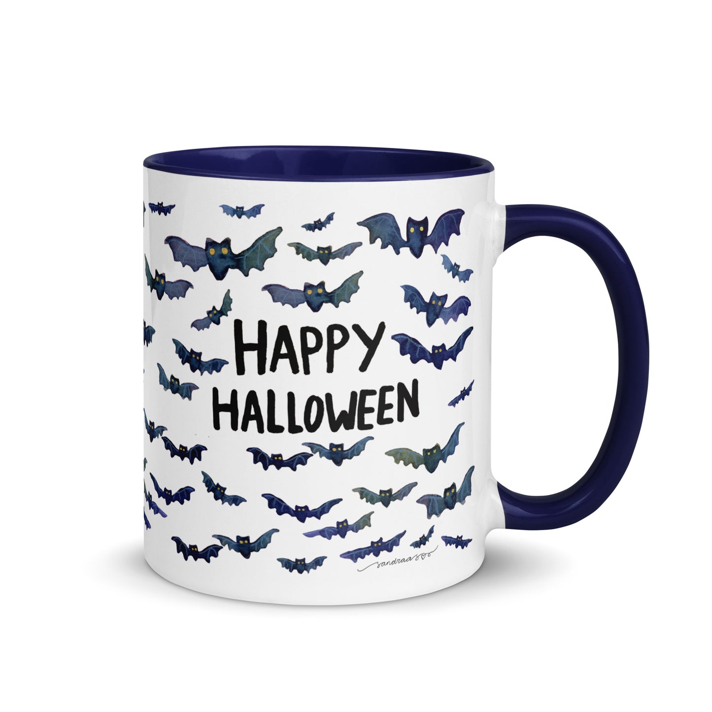 Happy Halloween Bat Mug – A Whimsical Watercolor Delight! 🦇🎃☕ - SANDRAAS