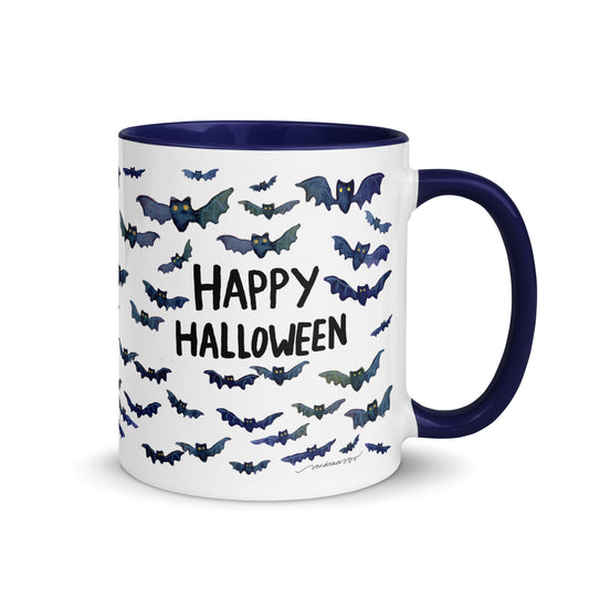 Happy Halloween Bat Mug – A Whimsical Watercolor Delight! 🦇🎃☕ - SANDRAAS