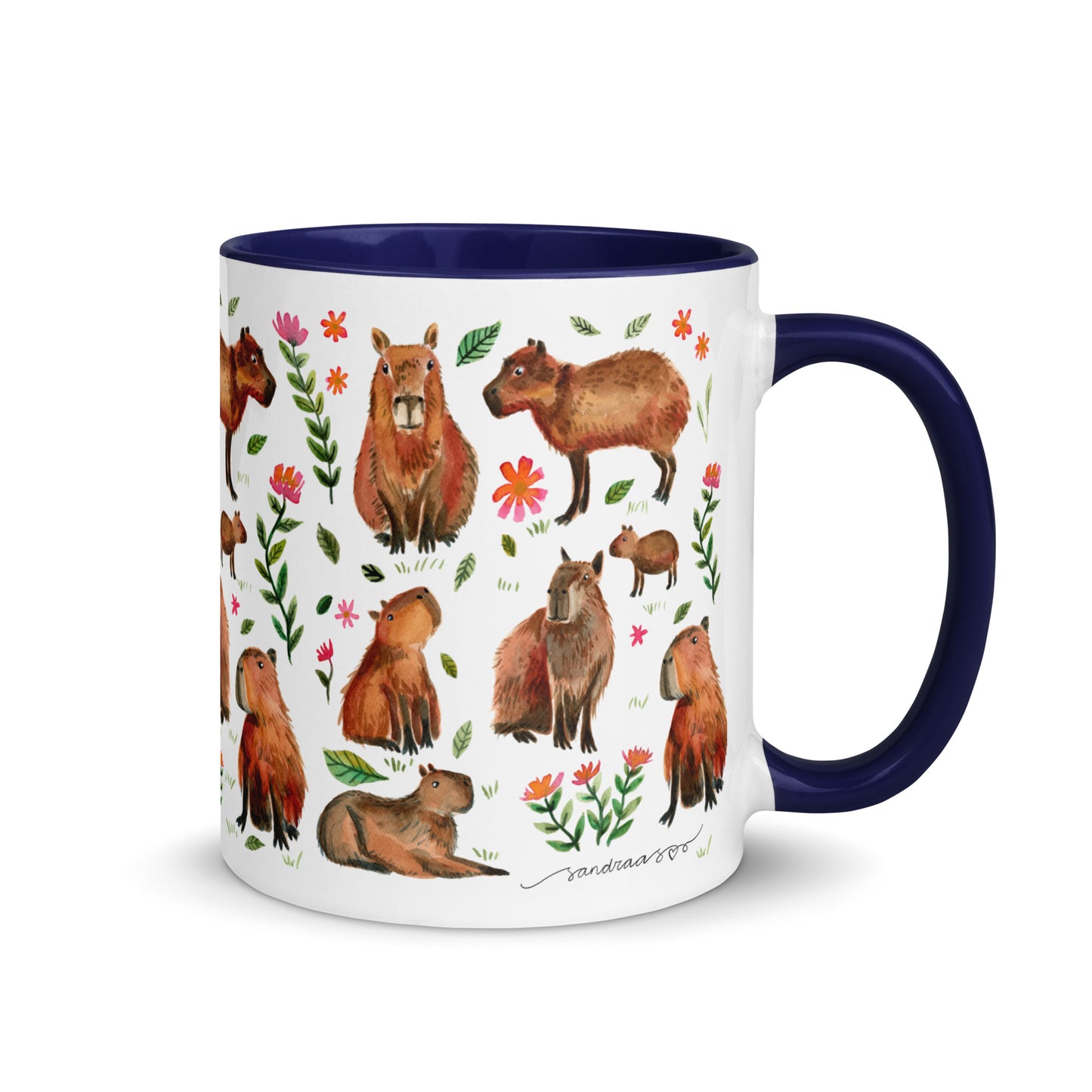 Mug with Color Inside - Capybara's illustrated with watercolor - SANDRAAS