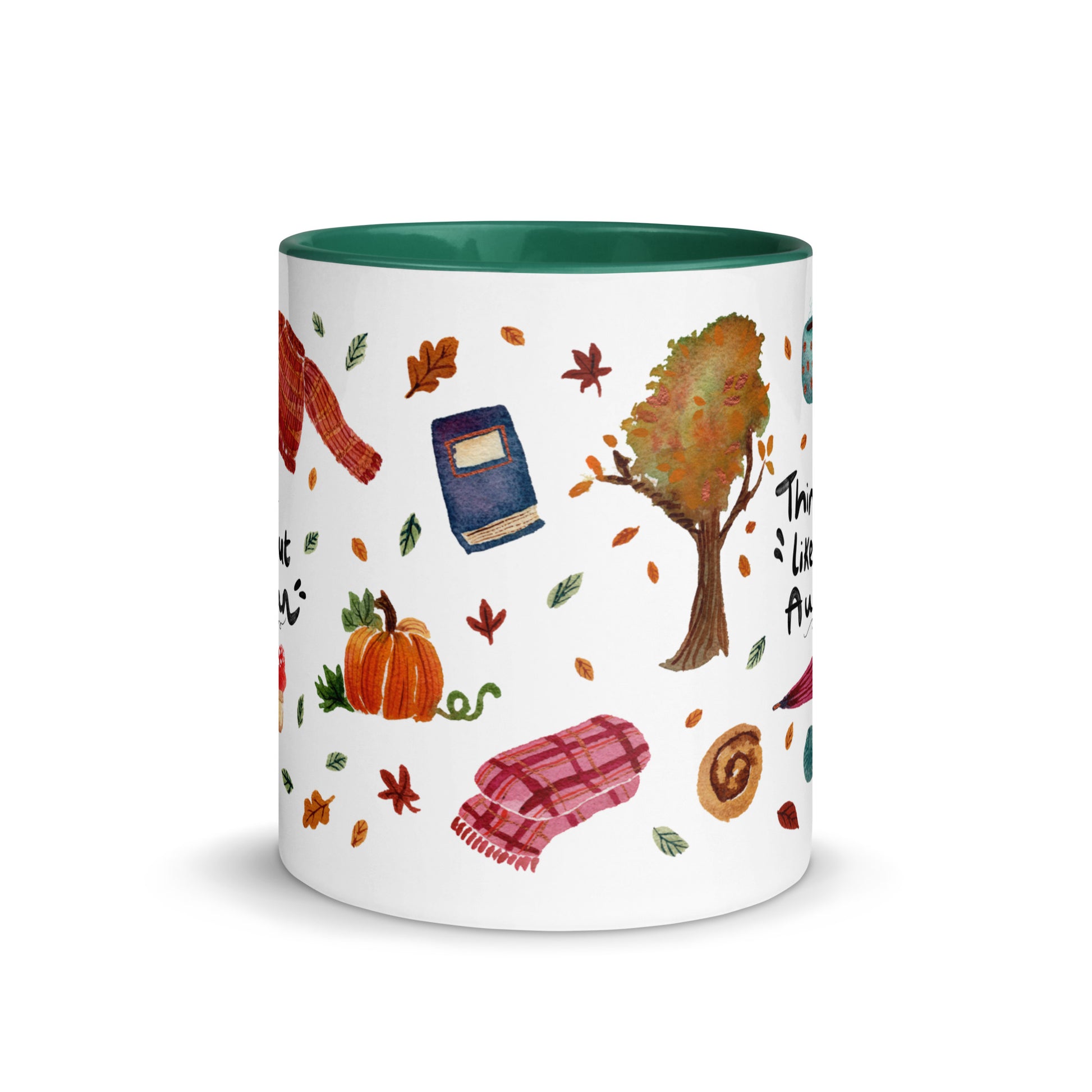 Things I Like About Autumn Mug • Watercolor Cozy Fall Illustrations with Hand Lettering • Color Inside Ceramic Cup - SANDRAAS