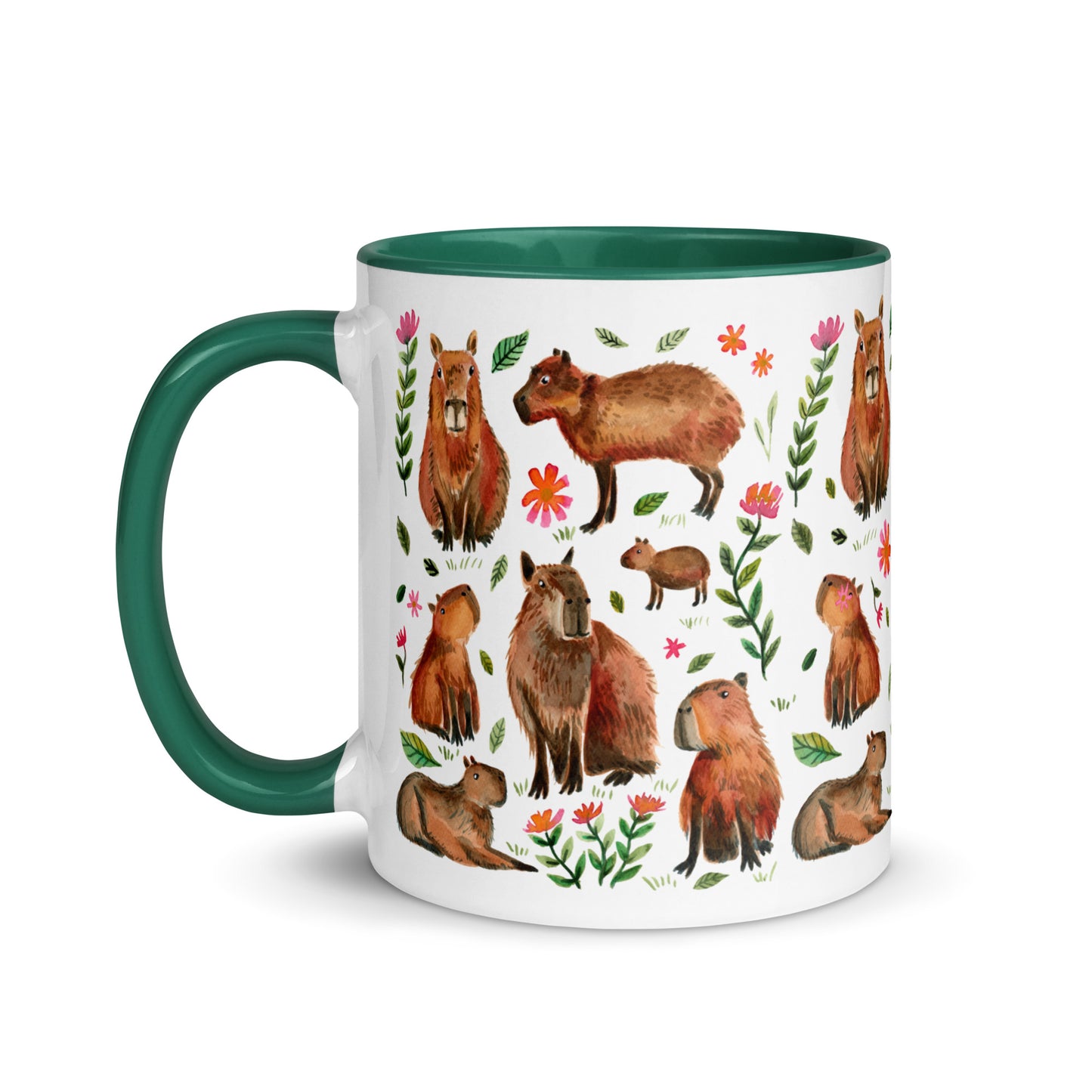 Mug with Color Inside - Capybara's illustrated with watercolor - SANDRAAS