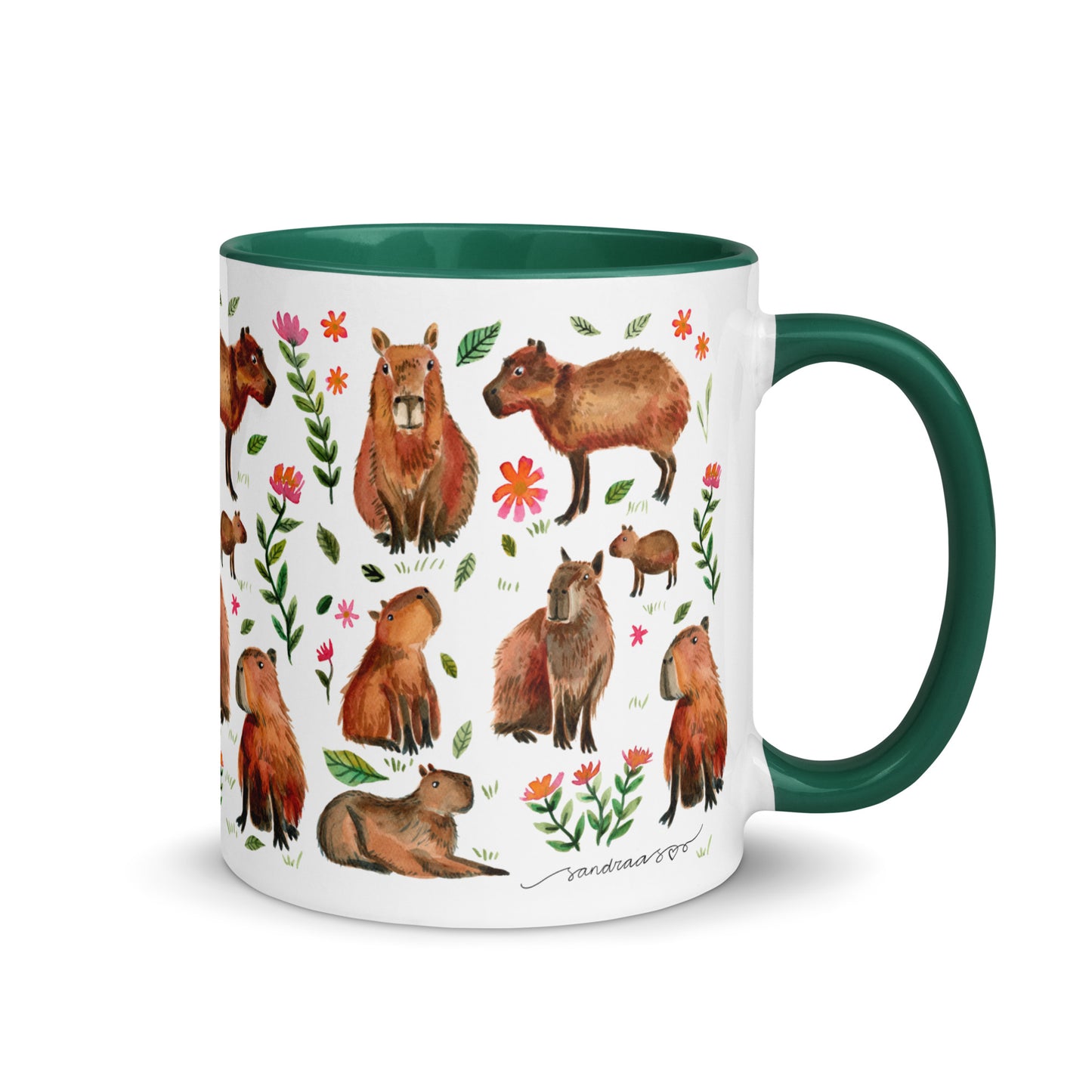 Mug with Color Inside - Capybara's illustrated with watercolor - SANDRAAS