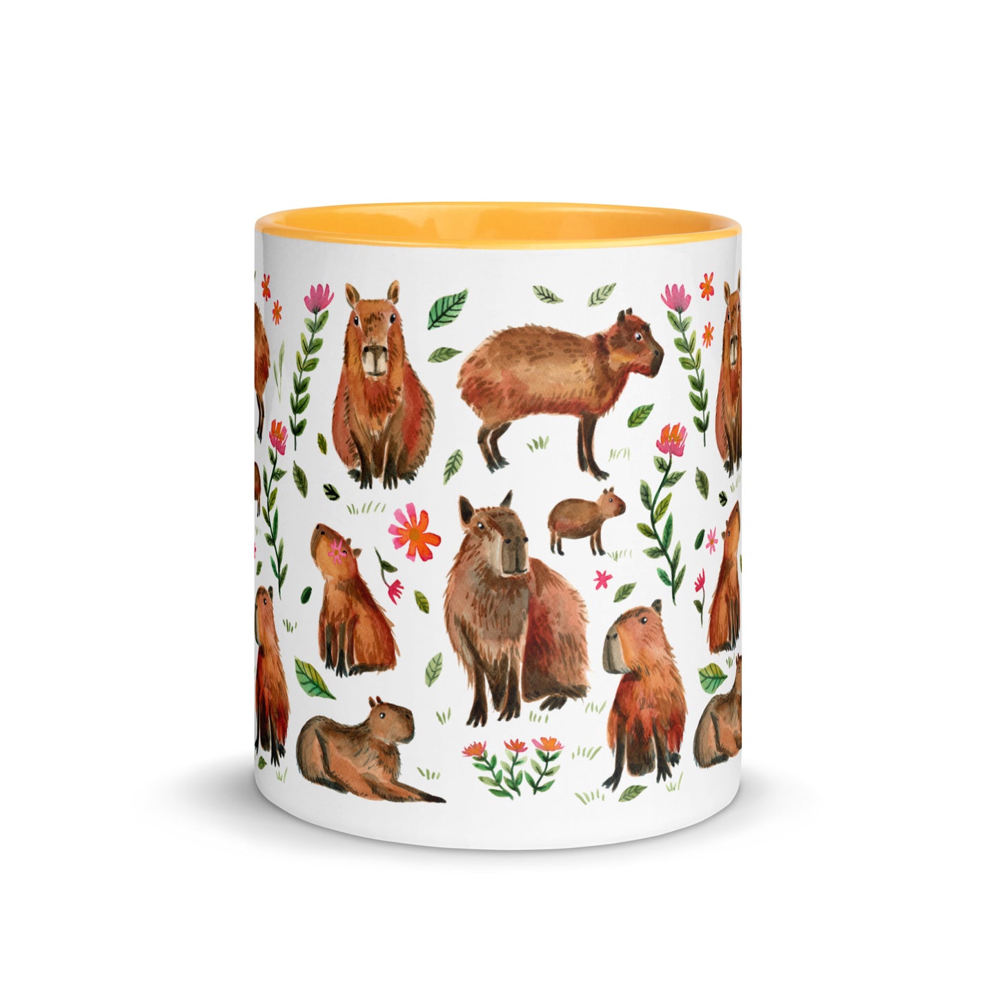 Mug with Color Inside - Capybara's illustrated with watercolor - SANDRAAS