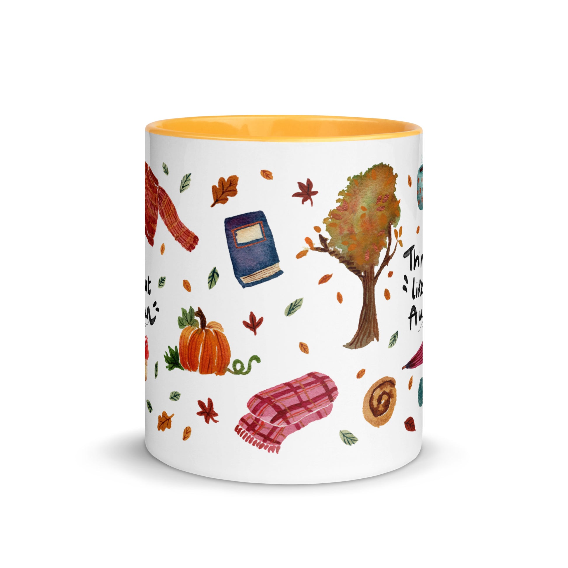 Things I Like About Autumn Mug • Watercolor Cozy Fall Illustrations with Hand Lettering • Color Inside Ceramic Cup - SANDRAAS