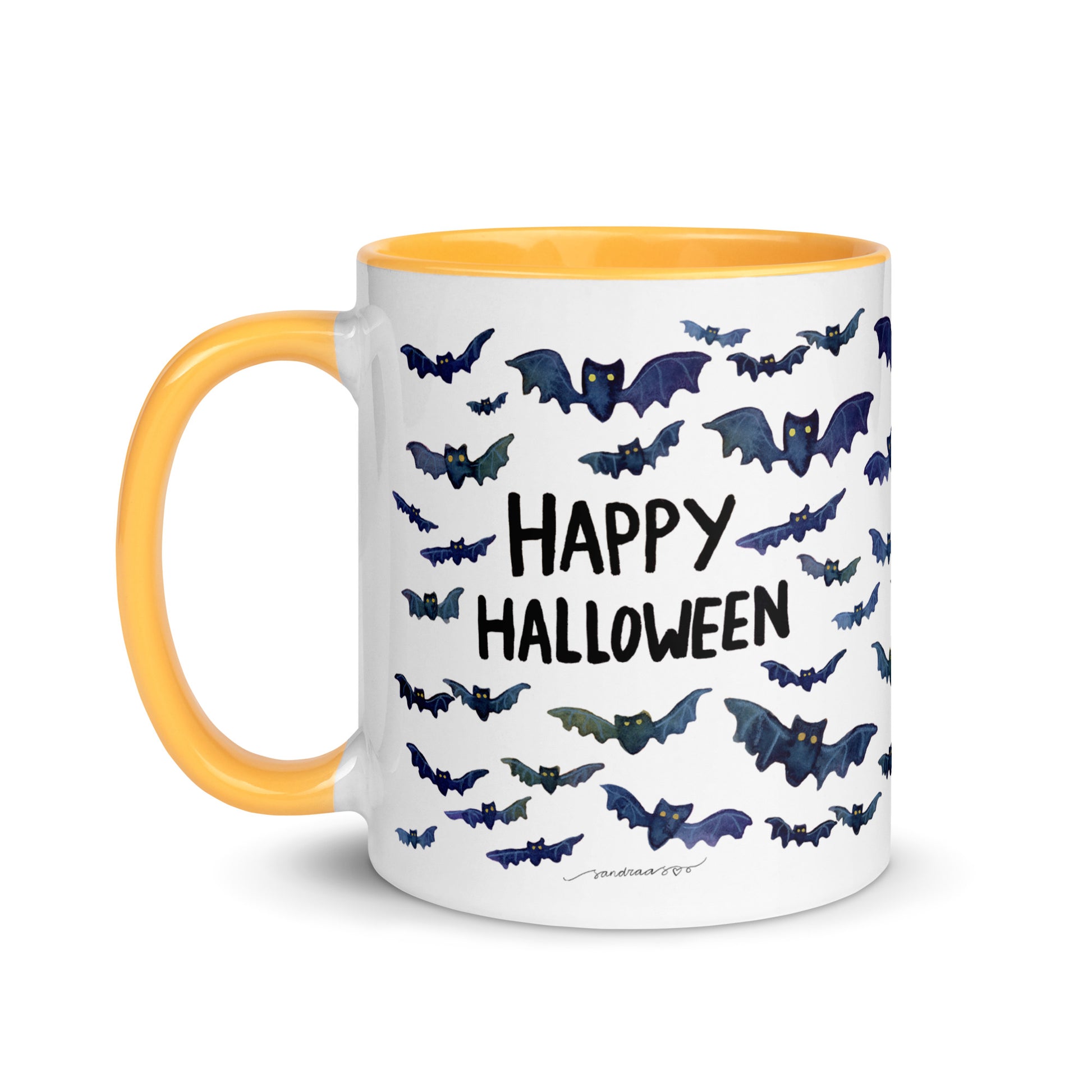 Happy Halloween Bat Mug – A Whimsical Watercolor Delight! 🦇🎃☕ - SANDRAAS