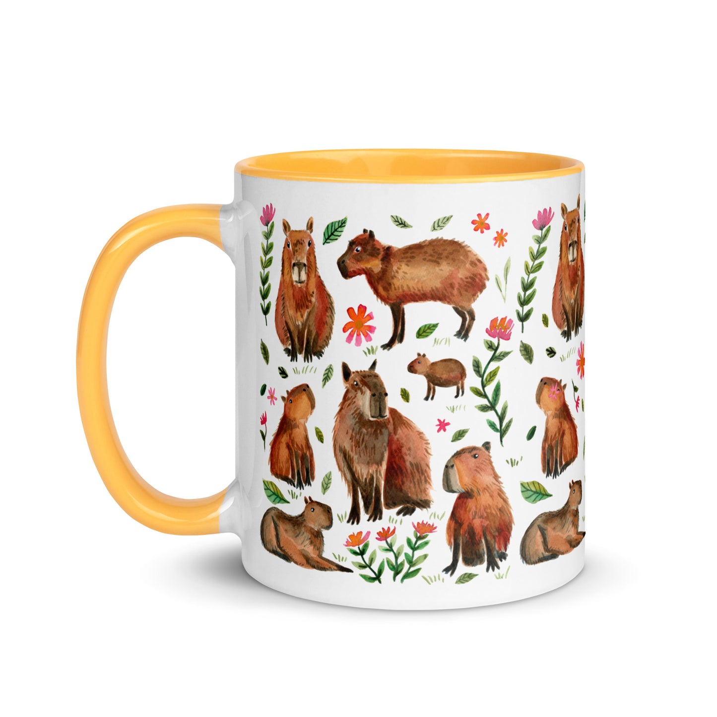 Mug with Color Inside - Capybara's illustrated with watercolor - SANDRAAS