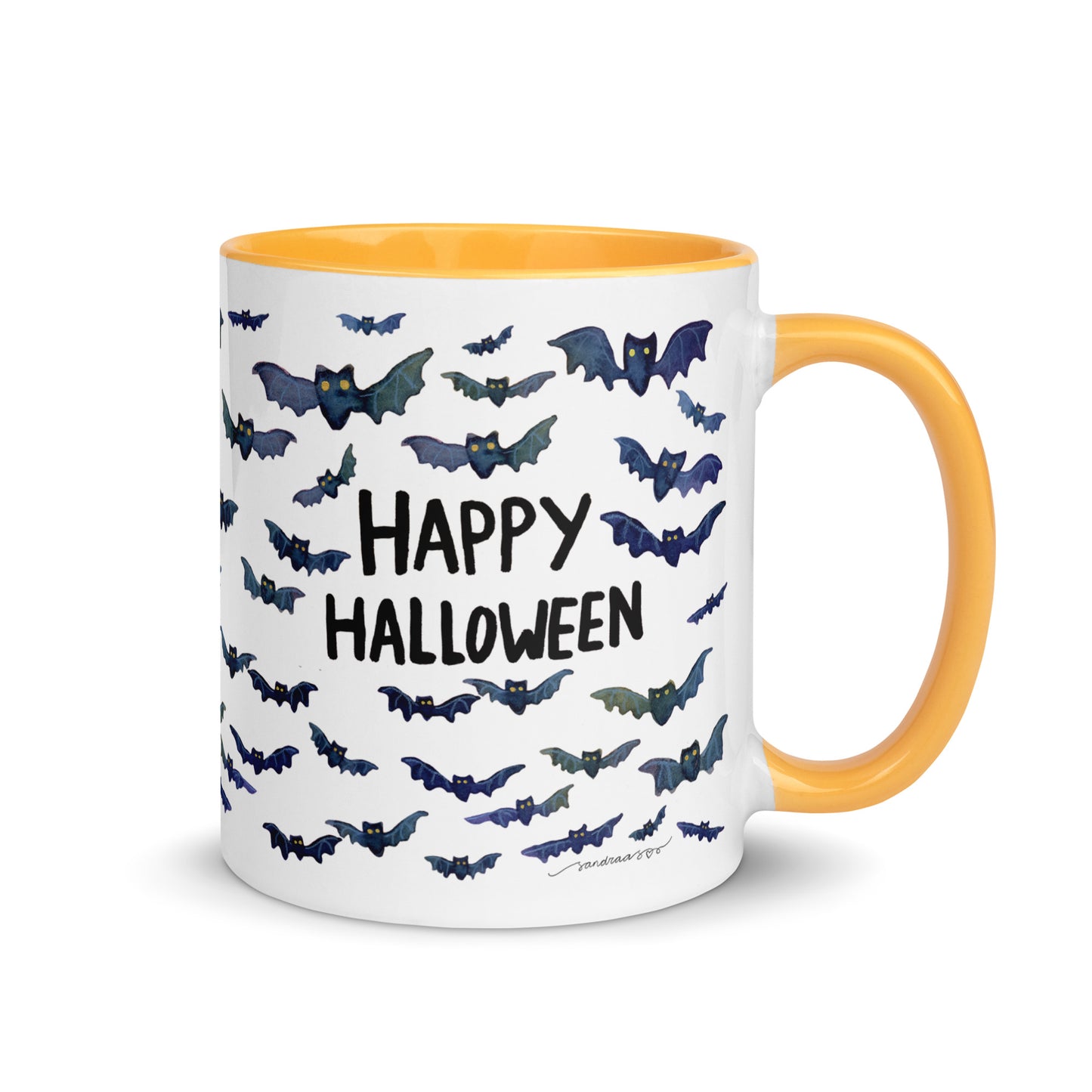 Happy Halloween Bat Mug – A Whimsical Watercolor Delight! 🦇🎃☕ - SANDRAAS