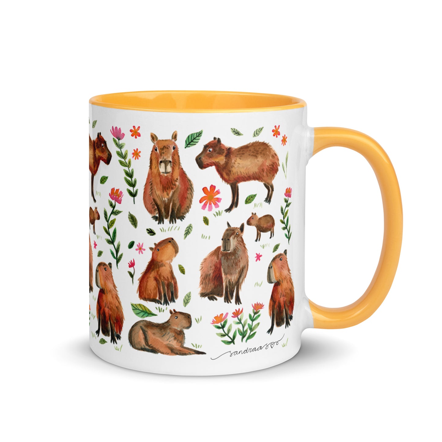 Mug with Color Inside - Capybara's illustrated with watercolor - SANDRAAS