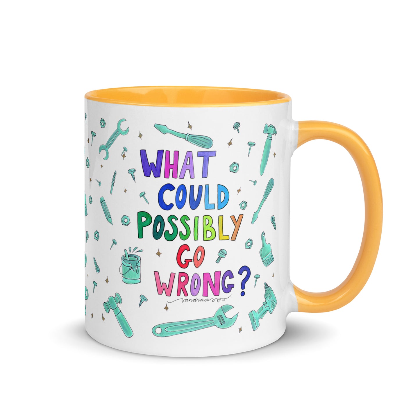 "What Could Possibly Go Wrong?" Colorful Mug – A Must - Have for DIY Lovers! 🛠️☕ - SANDRAAS