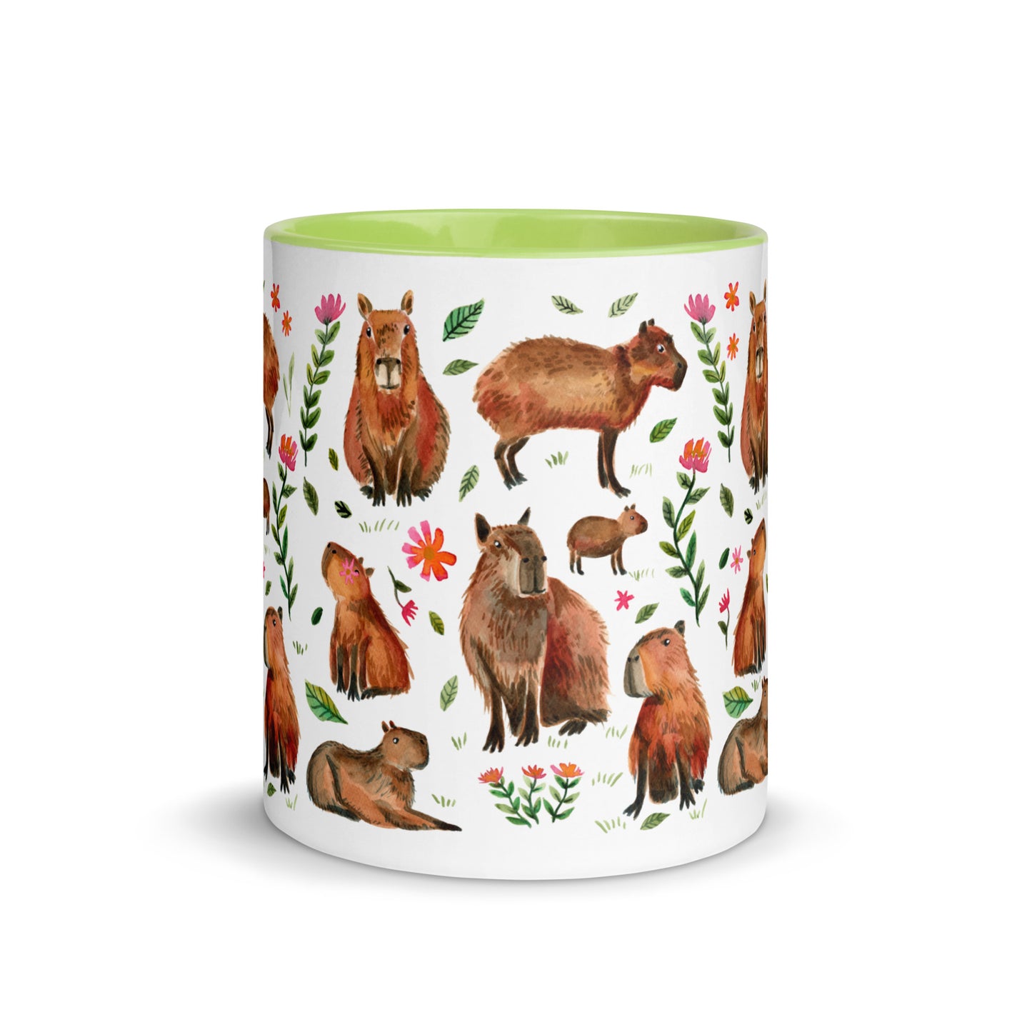Mug with Color Inside - Capybara's illustrated with watercolor - SANDRAAS