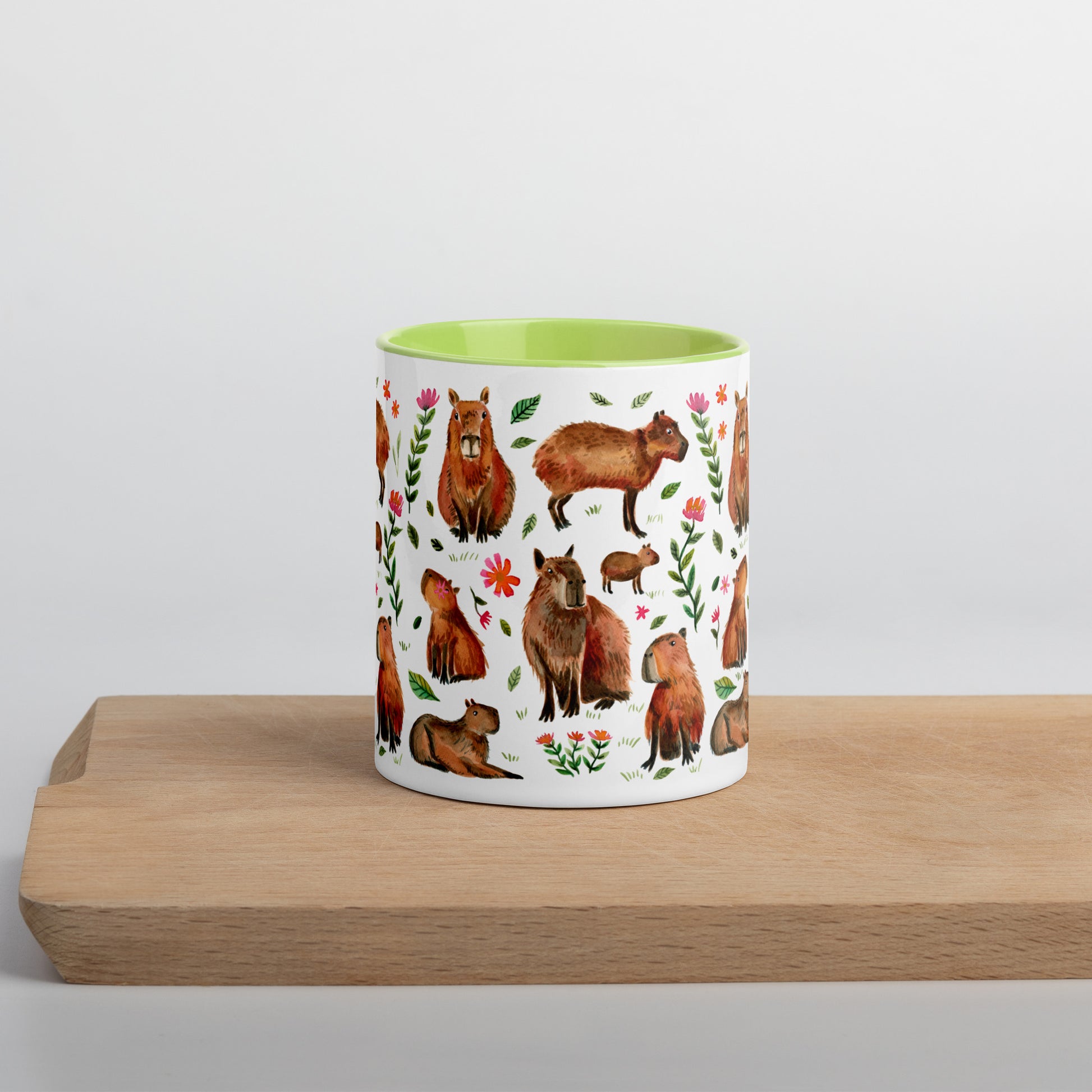 Mug with Color Inside - Capybara's illustrated with watercolor - SANDRAAS