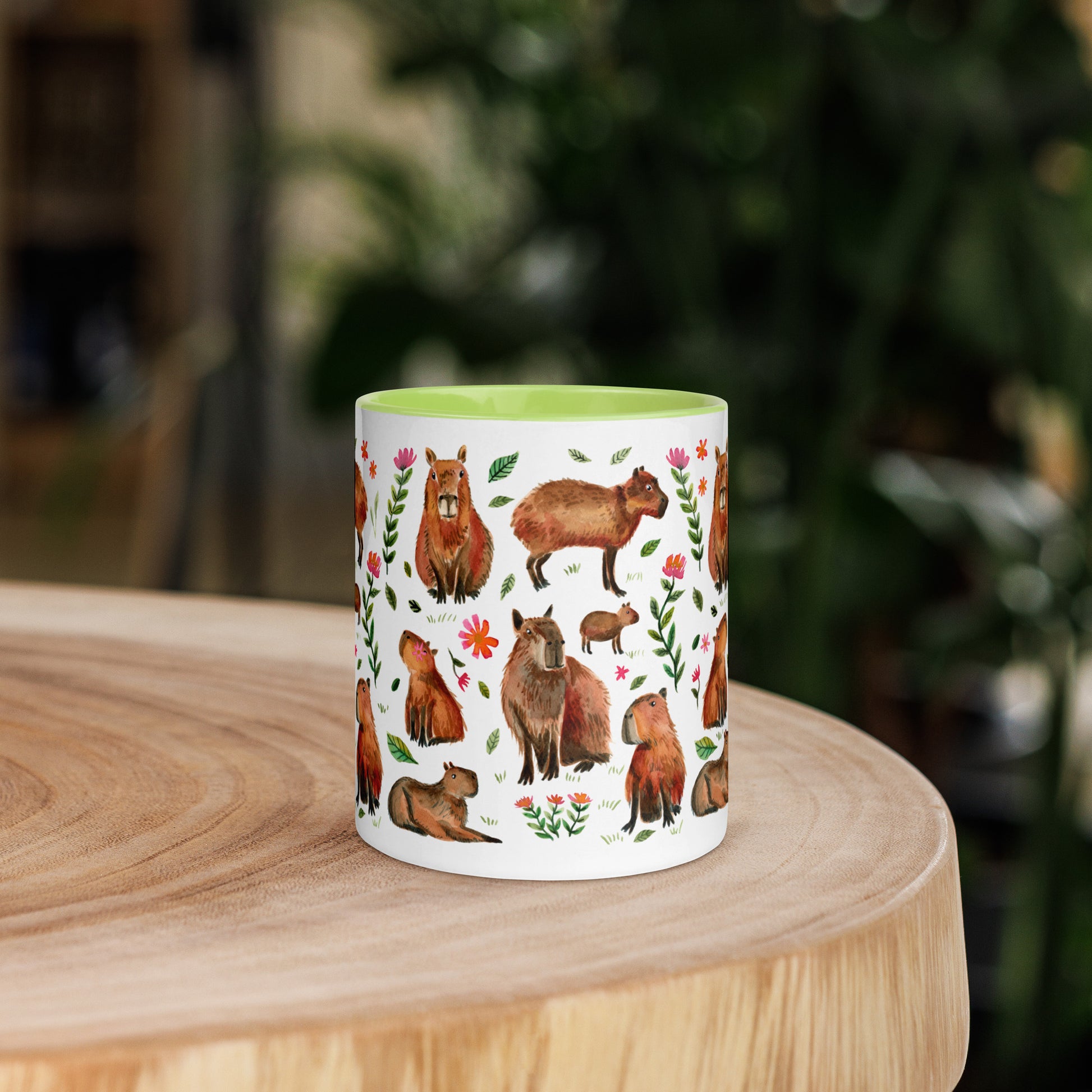 Mug with Color Inside - Capybara's illustrated with watercolor - SANDRAAS