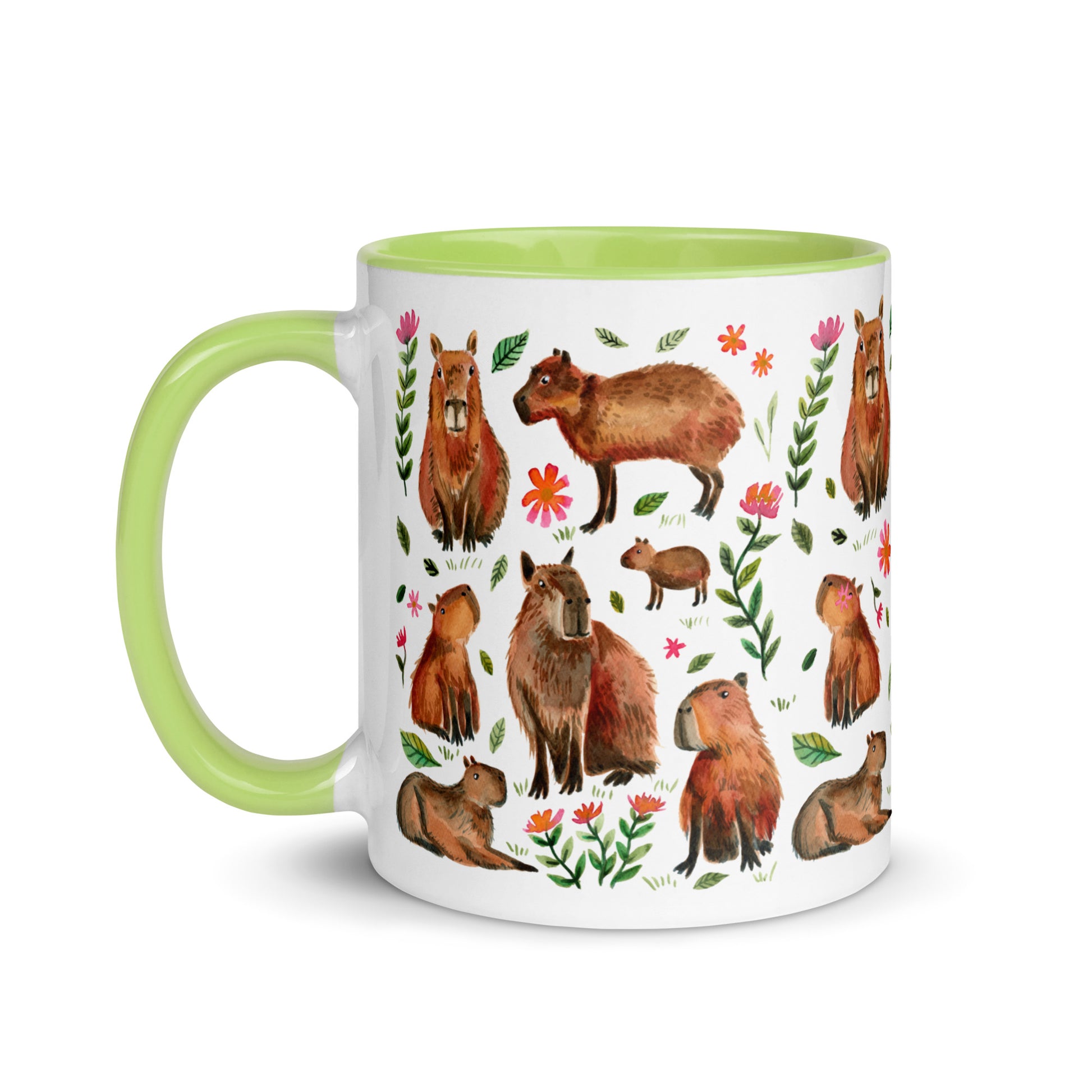 Mug with Color Inside - Capybara's illustrated with watercolor - SANDRAAS