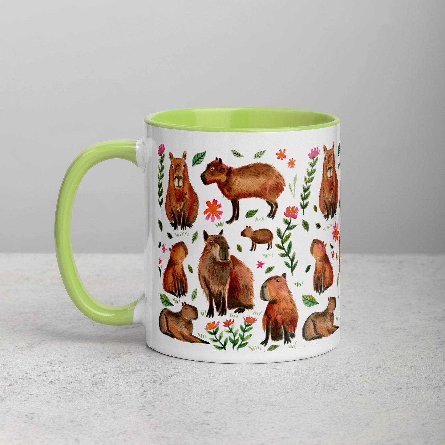 Mug with Color Inside - Capybara's illustrated with watercolor - SANDRAAS