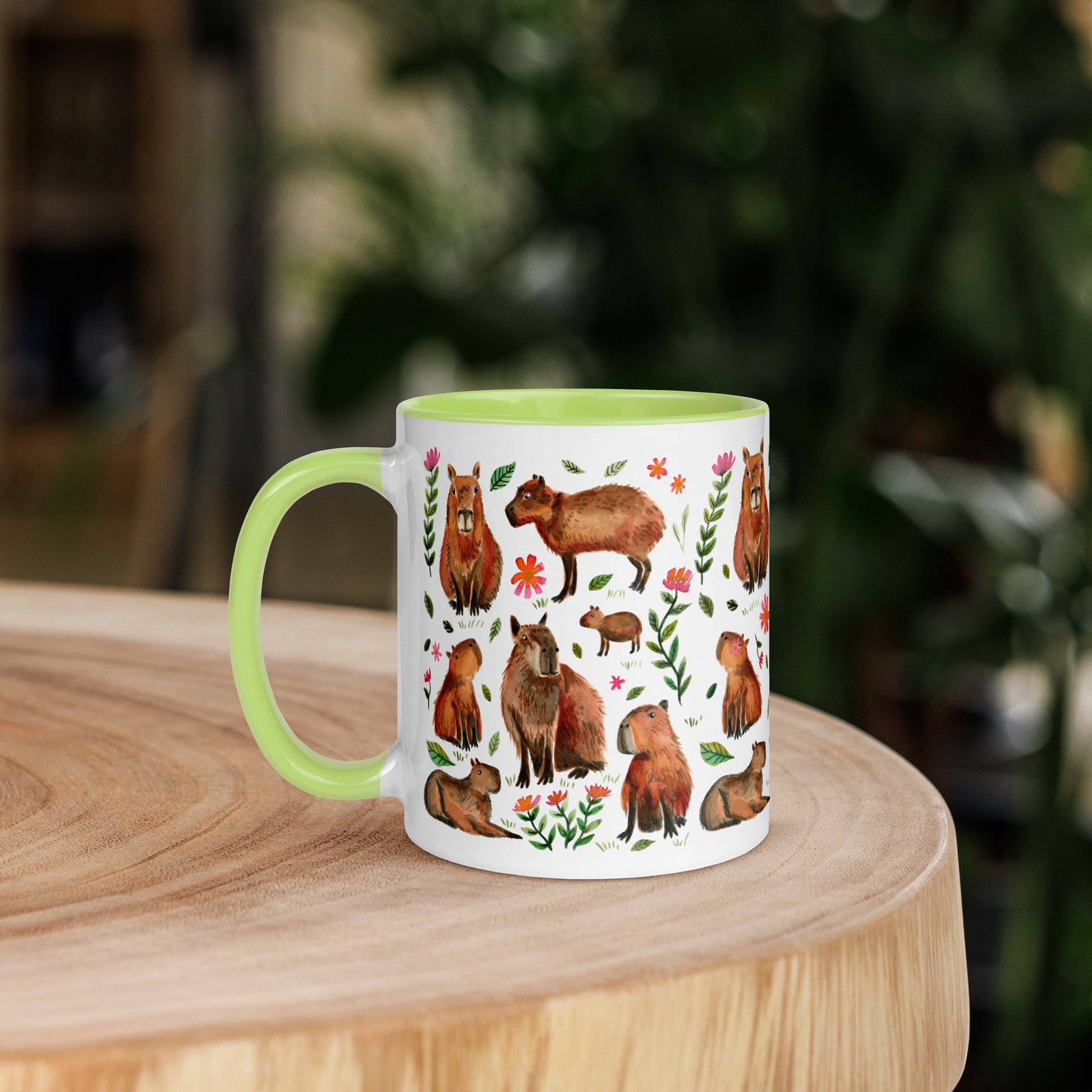 Mug with Color Inside - Capybara's illustrated with watercolor - SANDRAAS