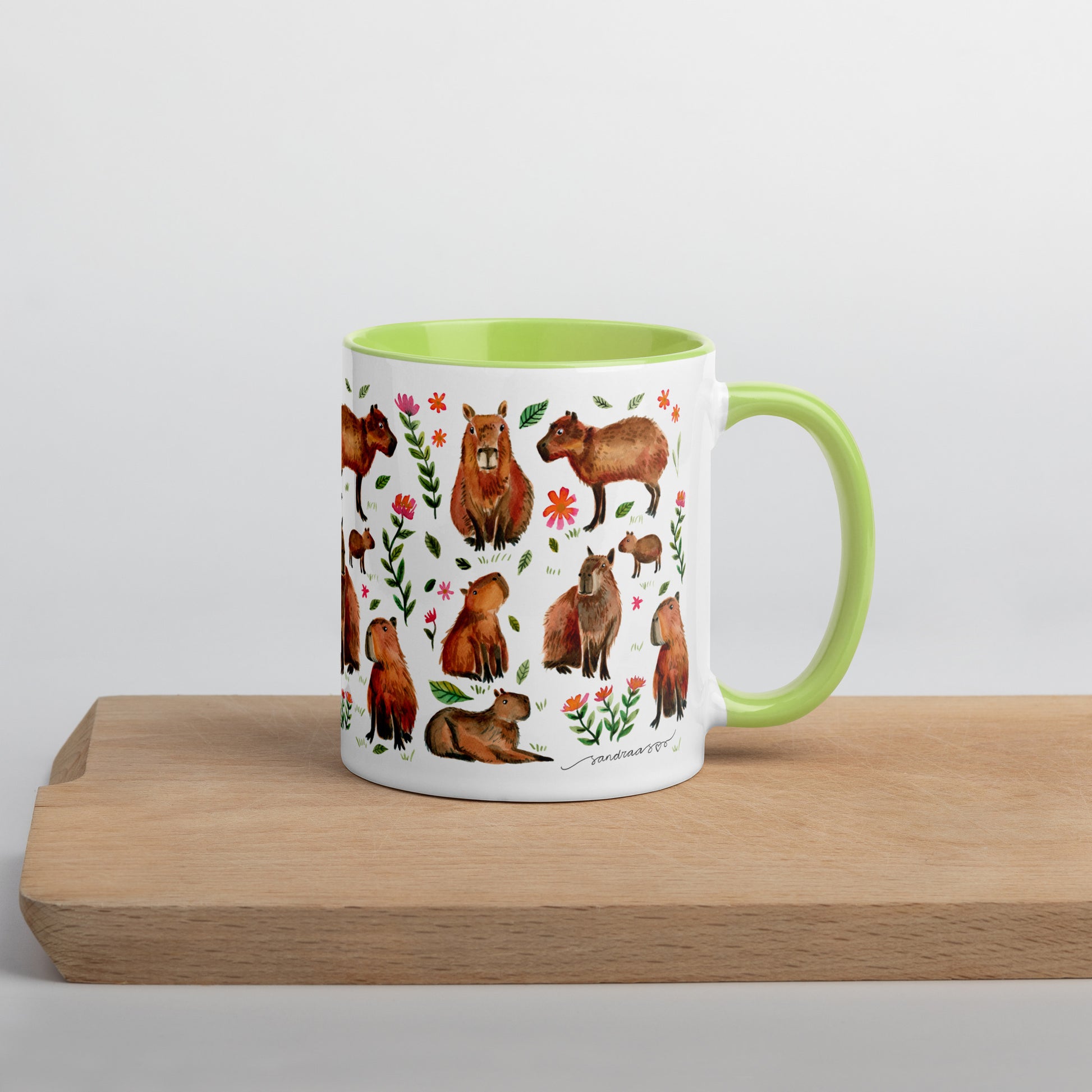 Mug with Color Inside - Capybara's illustrated with watercolor - SANDRAAS