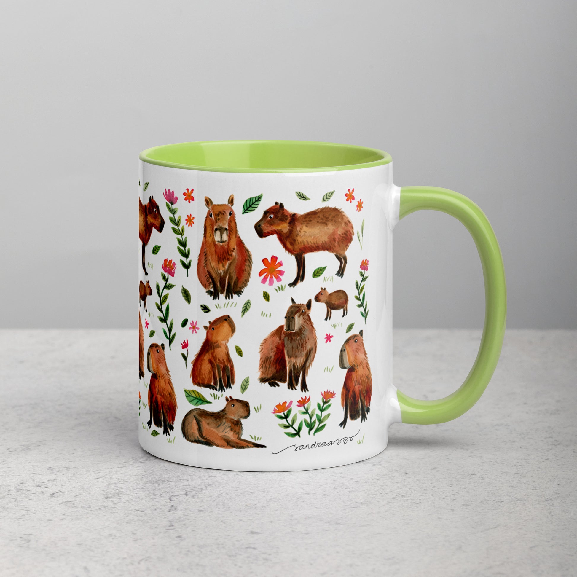 Mug with Color Inside - Capybara's illustrated with watercolor - SANDRAAS