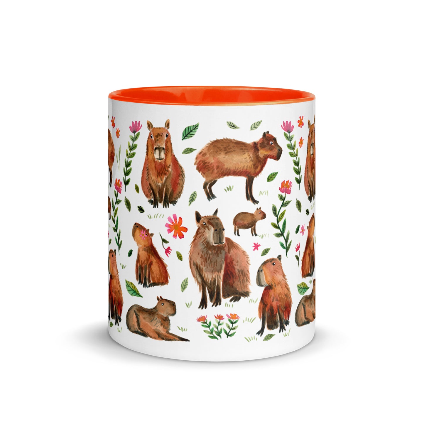 Mug with Color Inside - Capybara's illustrated with watercolor - SANDRAAS
