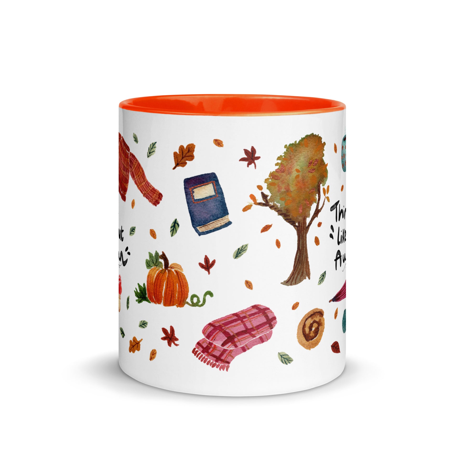 Things I Like About Autumn Mug • Watercolor Cozy Fall Illustrations with Hand Lettering • Color Inside Ceramic Cup - SANDRAAS
