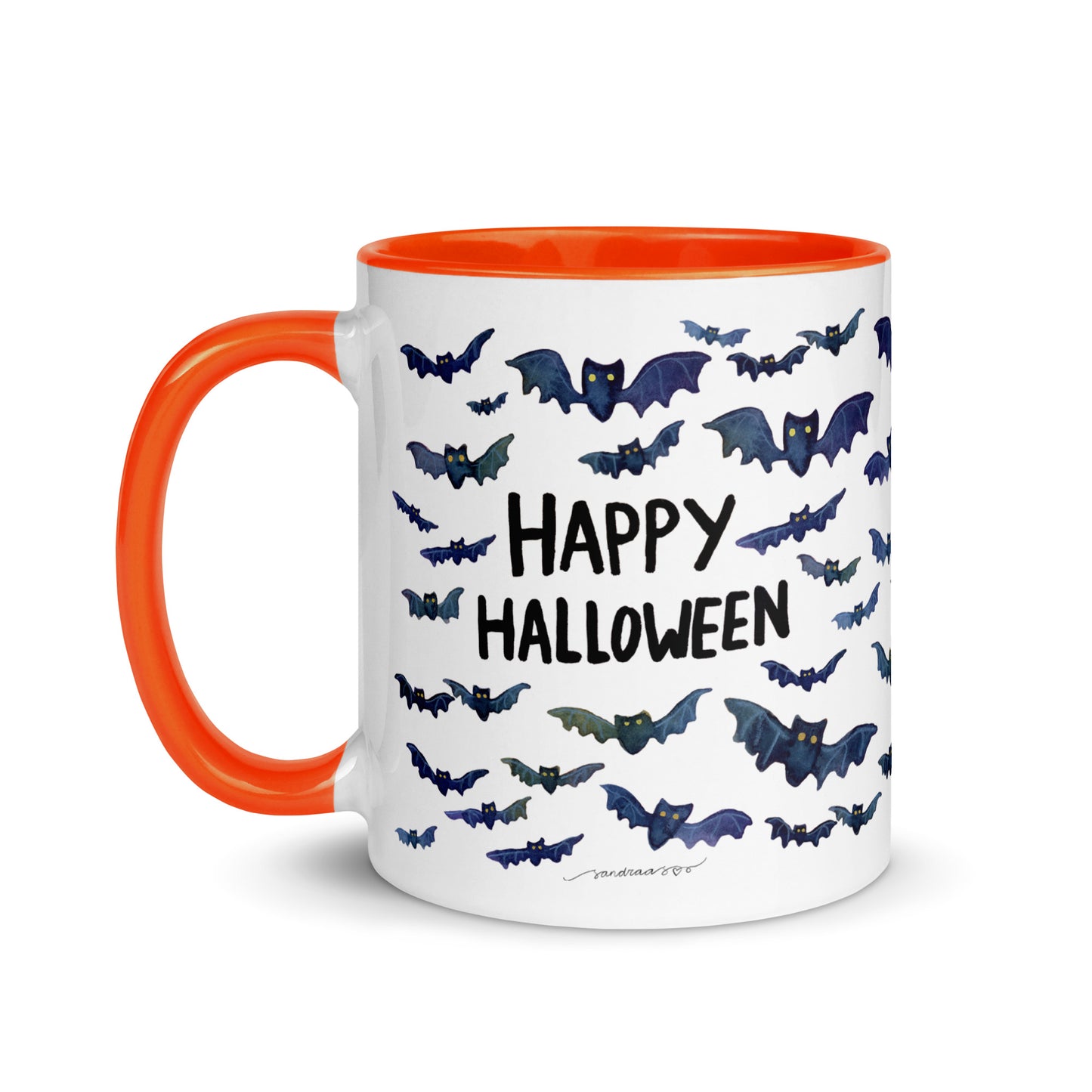 Happy Halloween Bat Mug – A Whimsical Watercolor Delight! 🦇🎃☕ - SANDRAAS