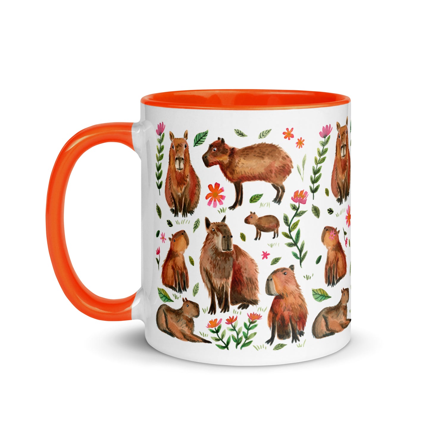 Mug with Color Inside - Capybara's illustrated with watercolor - SANDRAAS