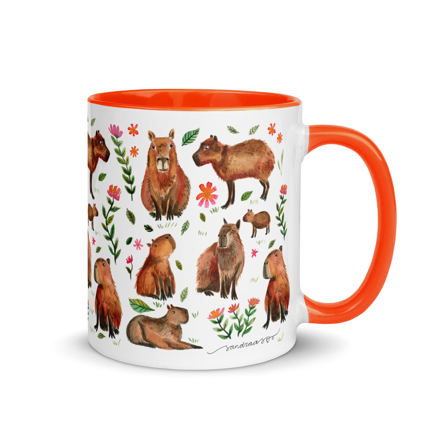 Mug with Color Inside - Capybara's illustrated with watercolor - SANDRAAS