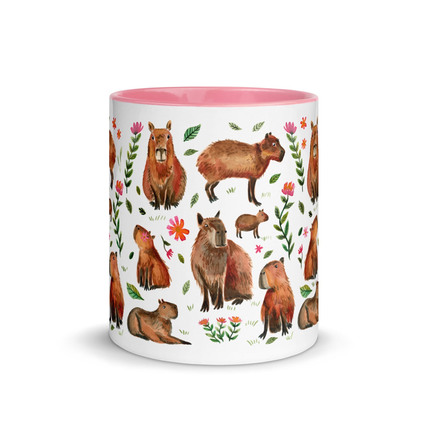 Mug with Color Inside - Capybara's illustrated with watercolor - SANDRAAS