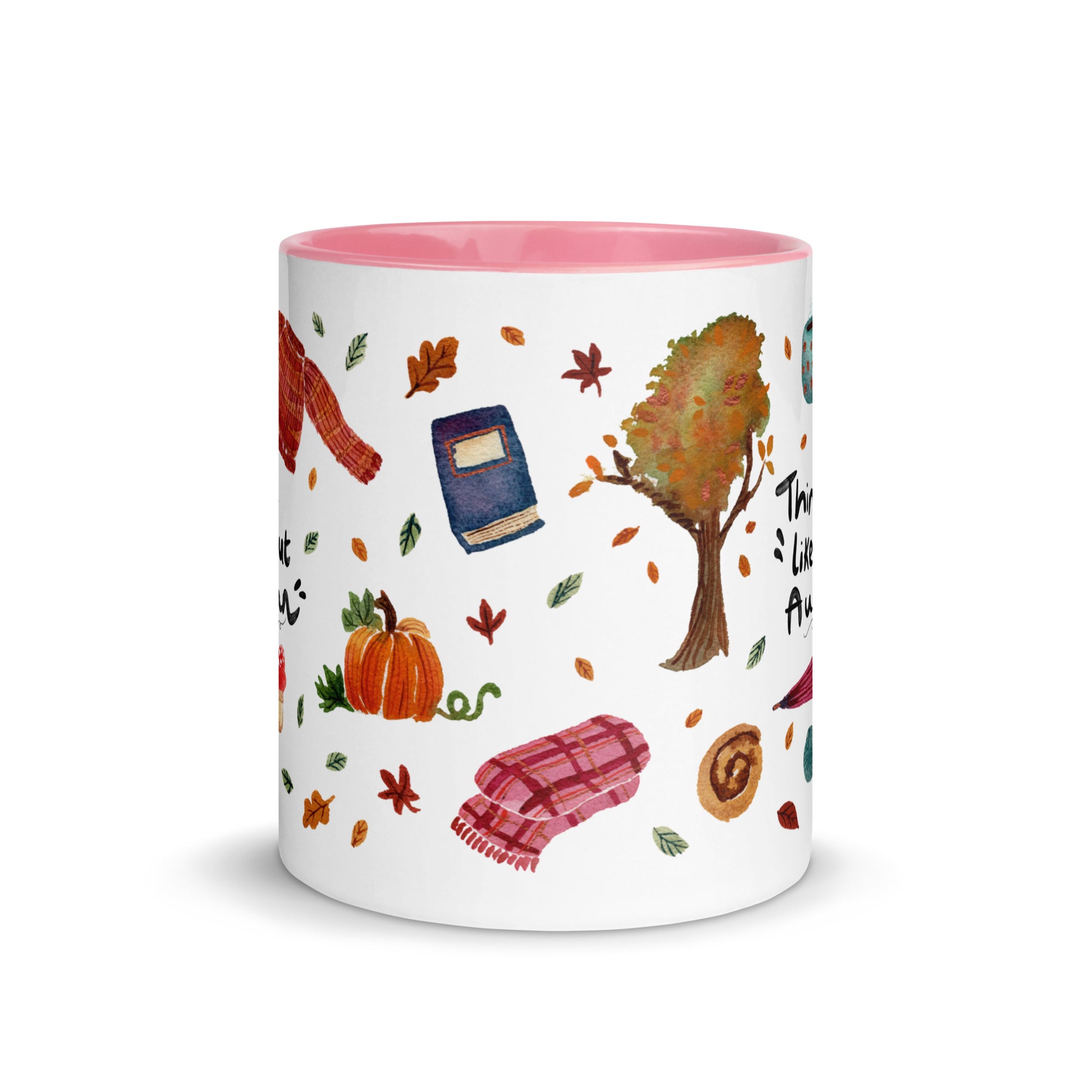 Things I Like About Autumn Mug • Watercolor Cozy Fall Illustrations with Hand Lettering • Color Inside Ceramic Cup - SANDRAAS