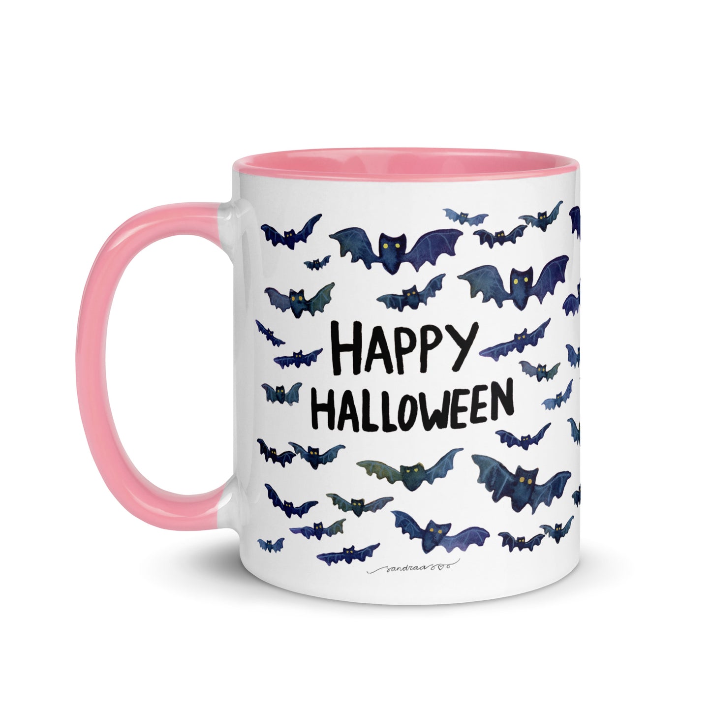 Happy Halloween Bat Mug – A Whimsical Watercolor Delight! 🦇🎃☕ - SANDRAAS
