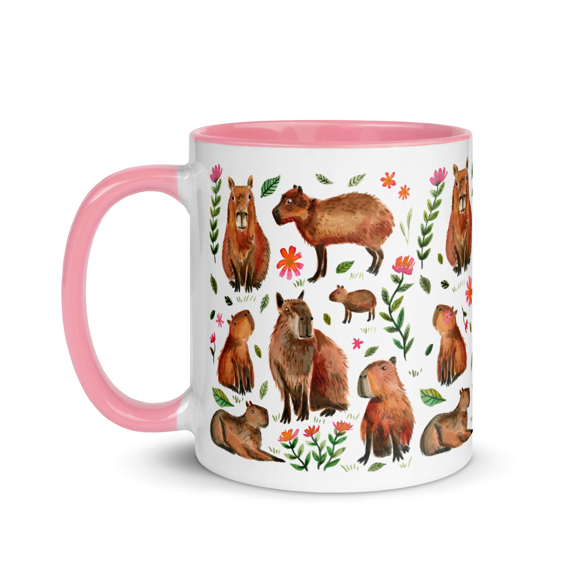 Mug with Color Inside - Capybara's illustrated with watercolor - SANDRAAS
