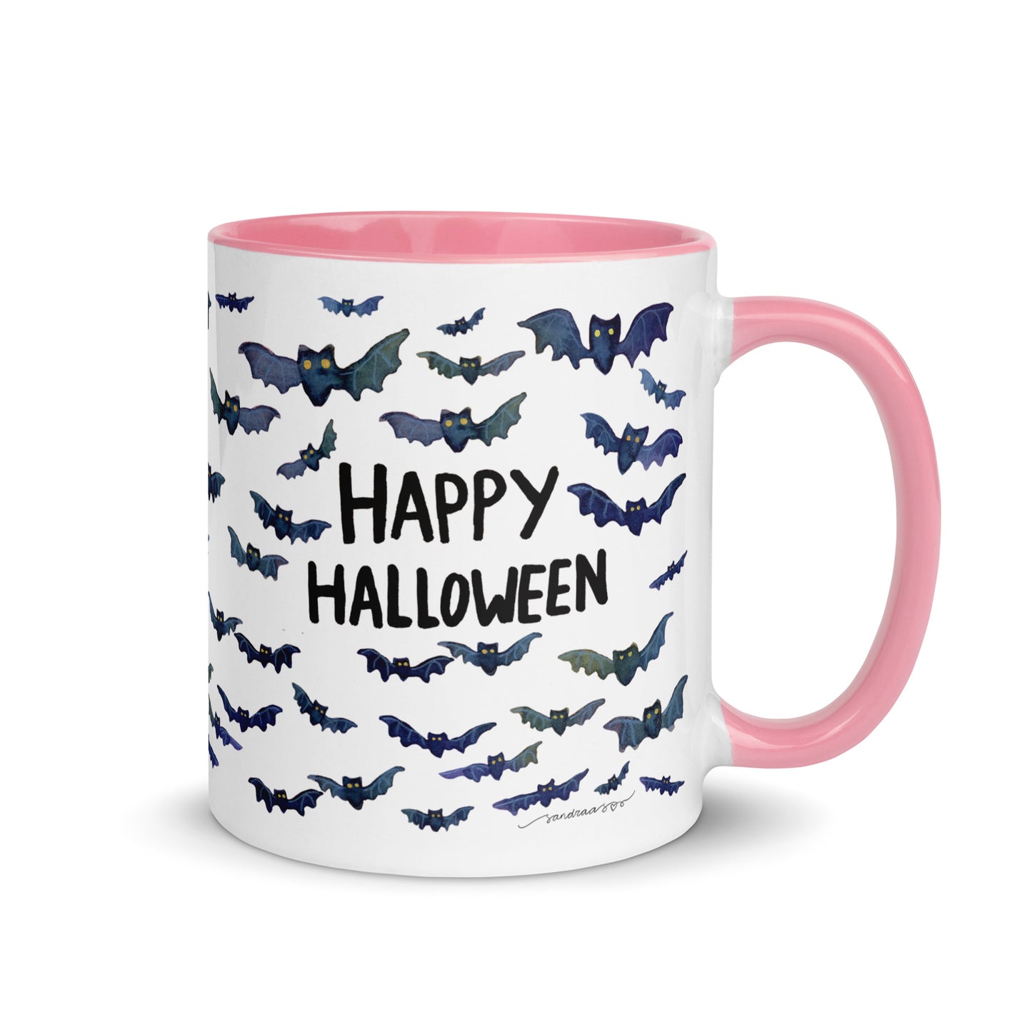 Happy Halloween Bat Mug – A Whimsical Watercolor Delight! 🦇🎃☕ - SANDRAAS