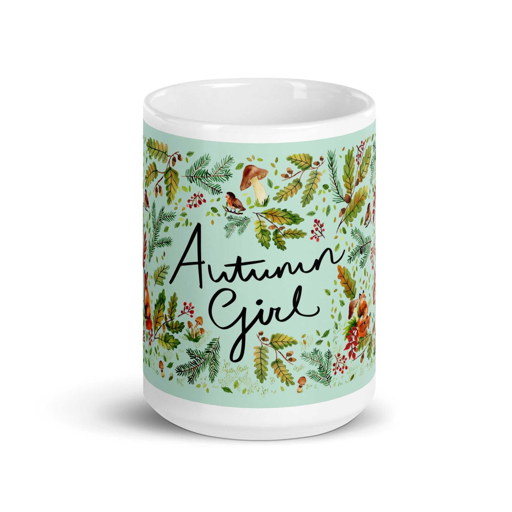 White Glossy Mug - Autumn Girl 🍂☕ - SANDRAAS