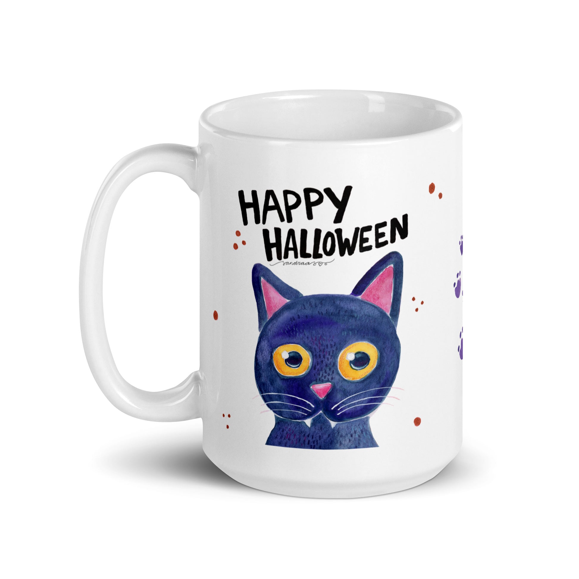 Happy Halloween Black Cat Mug – A Spooky & Whimsical Delight! 🎃🐈⬛ - SANDRAAS