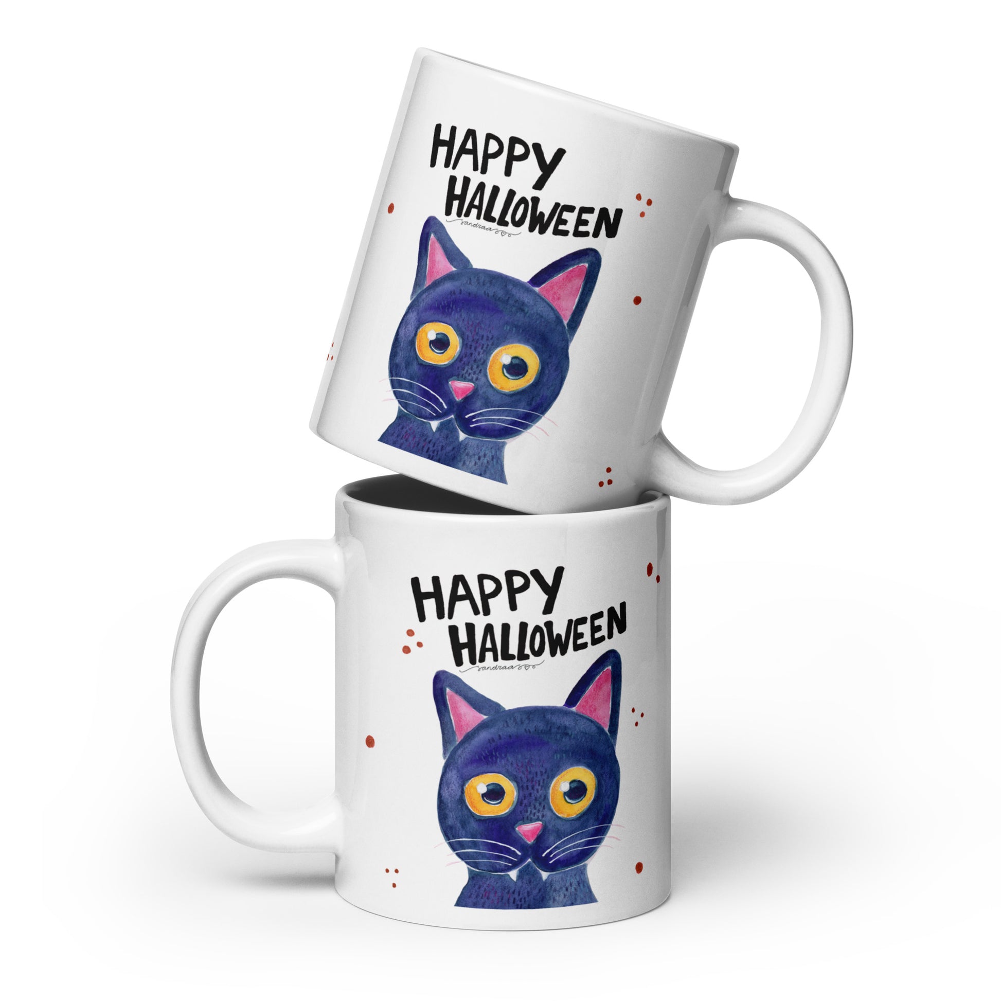 Happy Halloween Black Cat Mug – A Spooky & Whimsical Delight! 🎃🐈⬛ - SANDRAAS