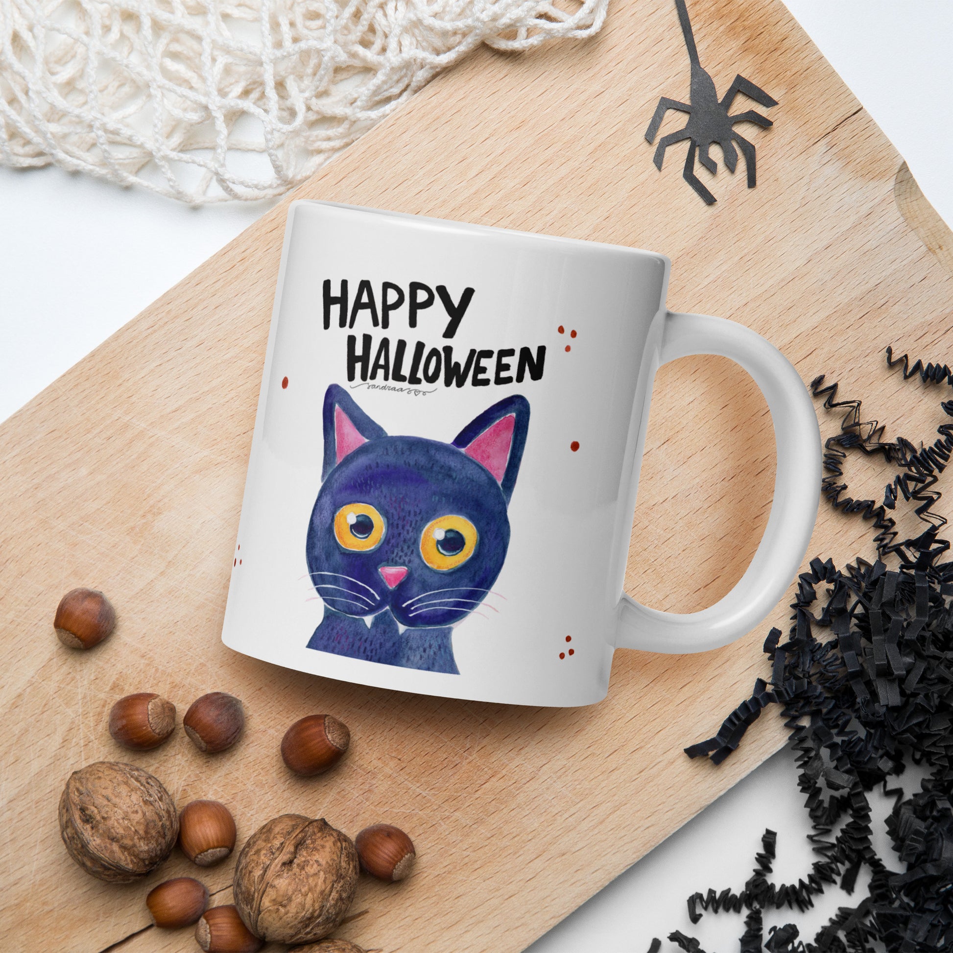 Happy Halloween Black Cat Mug – A Spooky & Whimsical Delight! 🎃🐈⬛ - SANDRAAS