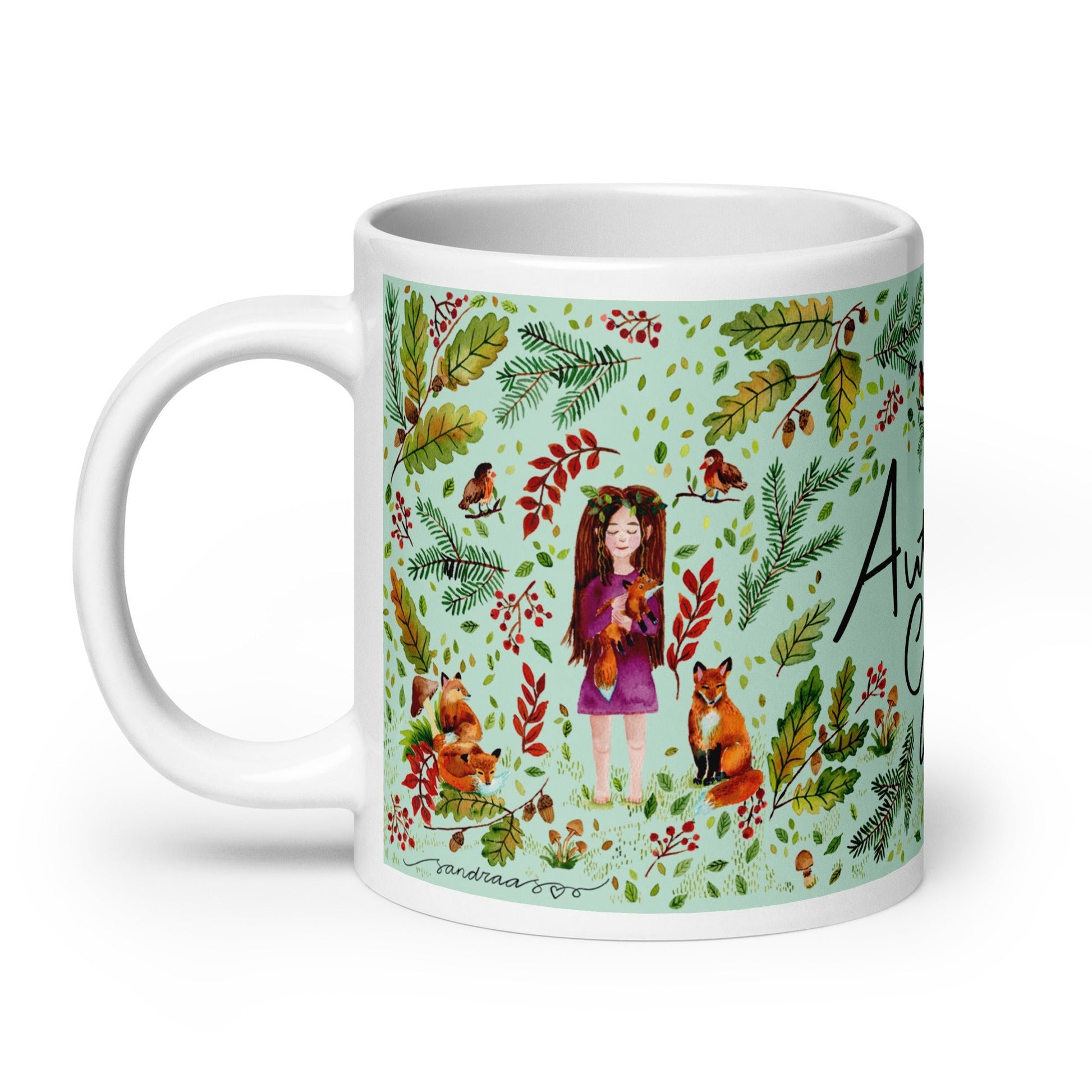 White Glossy Mug - Autumn Girl 🍂☕ - SANDRAAS
