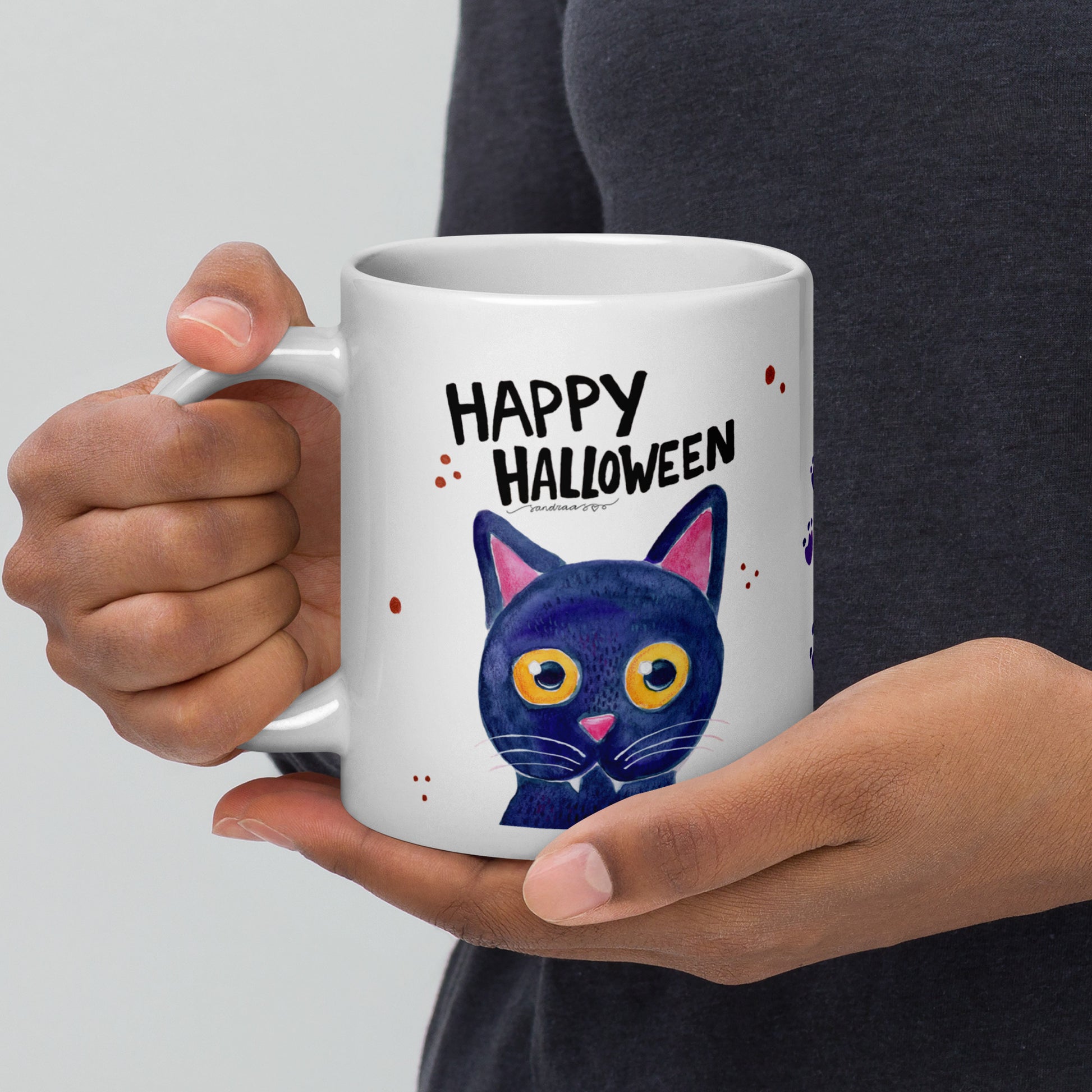 Happy Halloween Black Cat Mug – A Spooky & Whimsical Delight! 🎃🐈⬛ - SANDRAAS