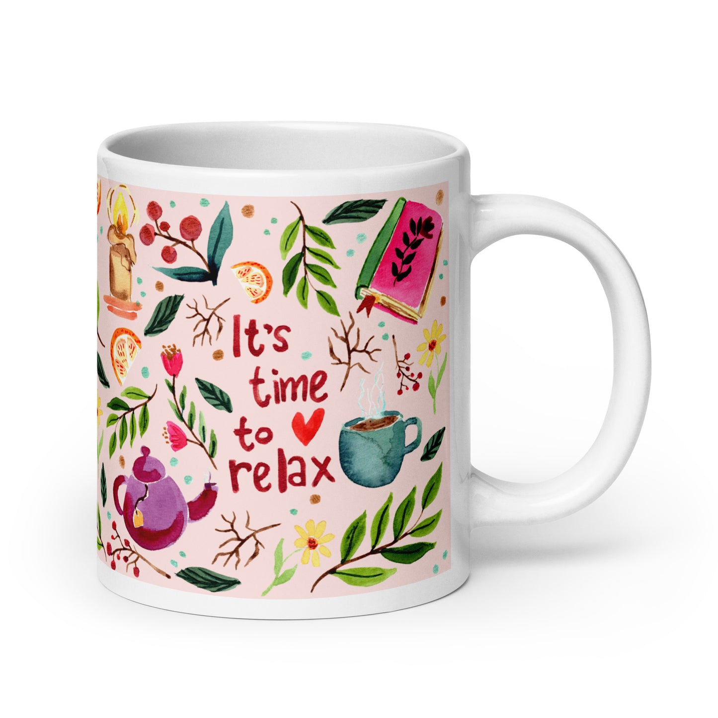 White Glossy Mug - Cozy Vibes - It's Time To Relax☕🍂 - SANDRAAS