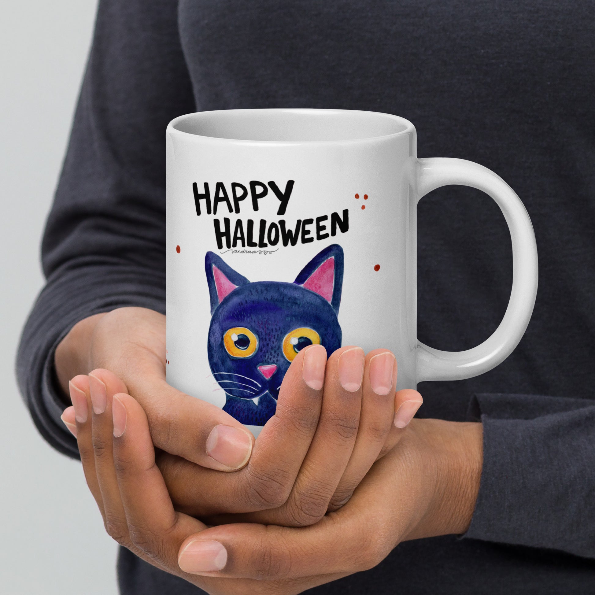 Happy Halloween Black Cat Mug – A Spooky & Whimsical Delight! 🎃🐈⬛ - SANDRAAS