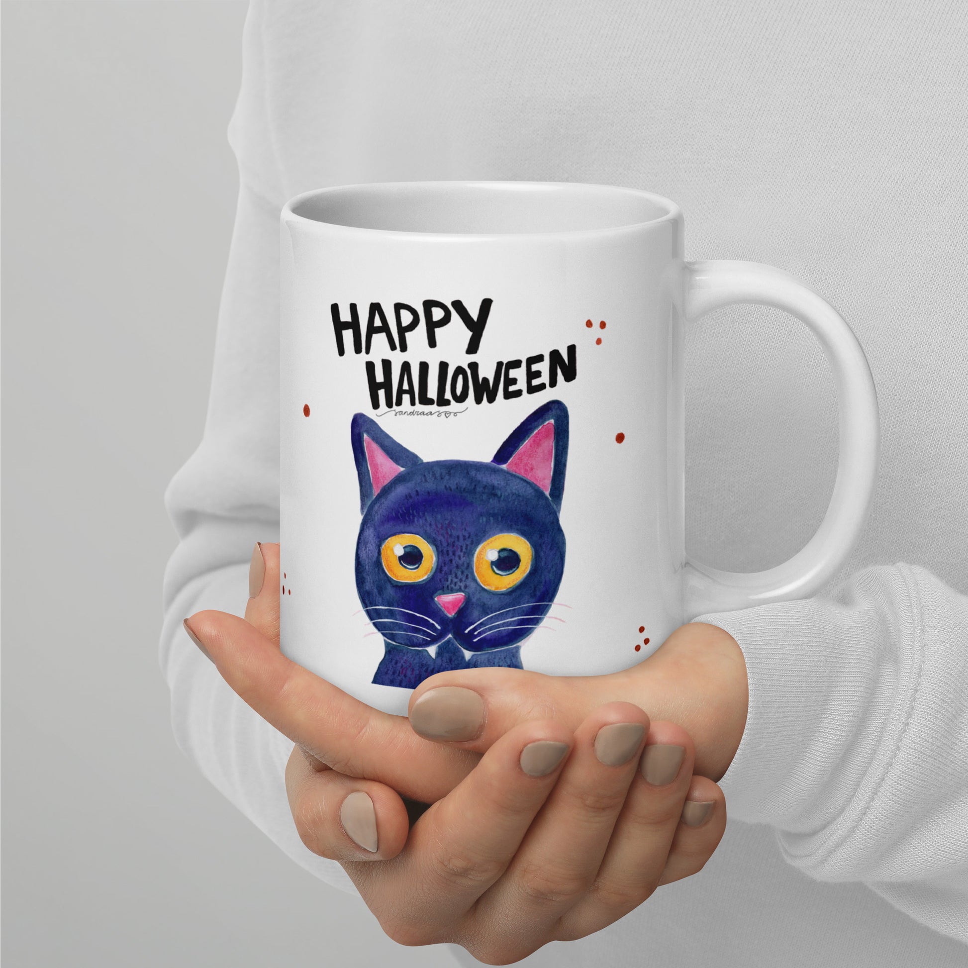 Happy Halloween Black Cat Mug – A Spooky & Whimsical Delight! 🎃🐈⬛ - SANDRAAS