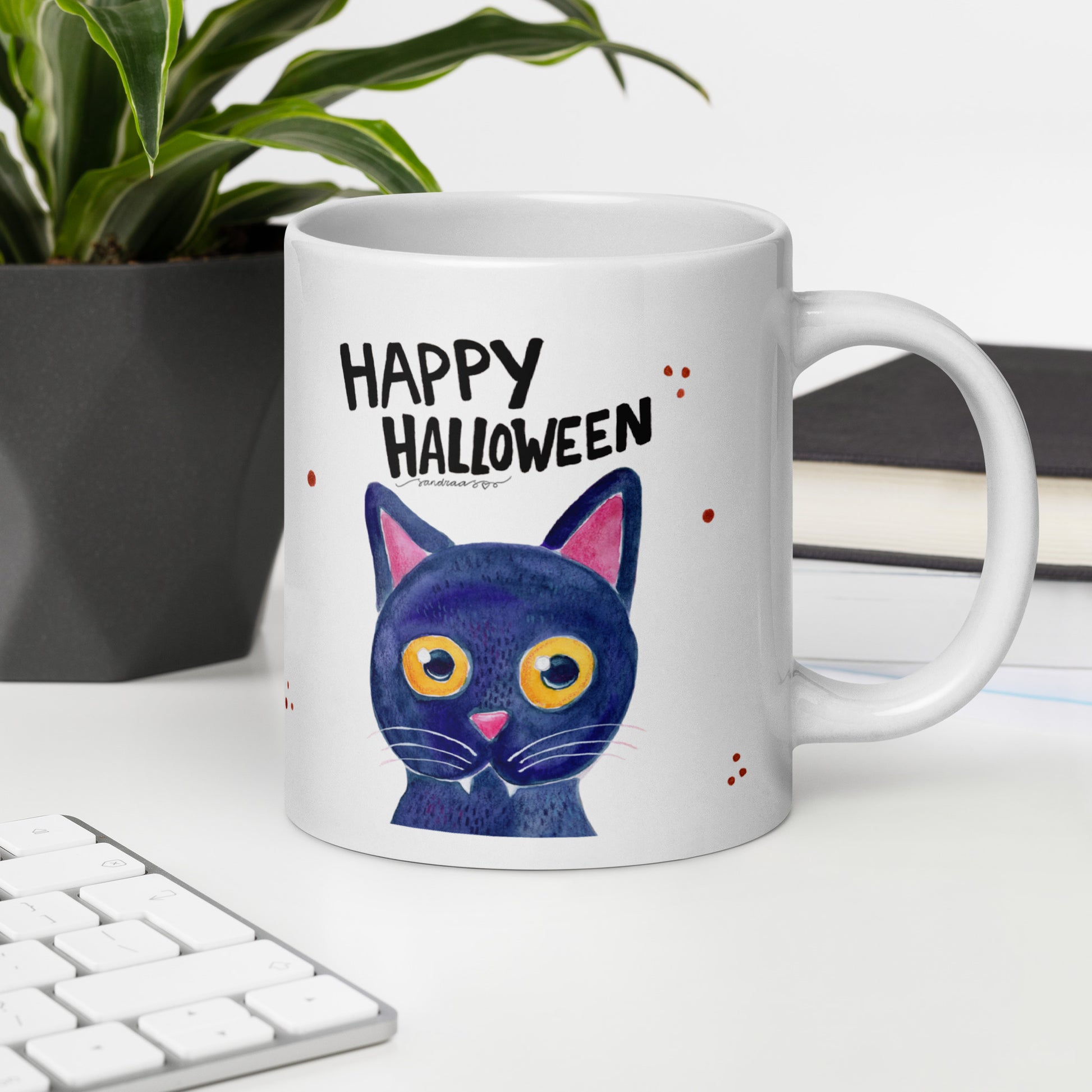 Happy Halloween Black Cat Mug – A Spooky & Whimsical Delight! 🎃🐈⬛ - SANDRAAS