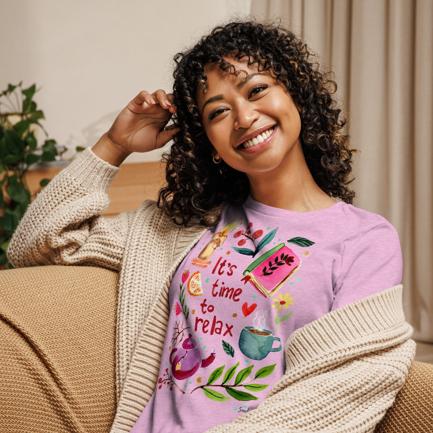 Women's Relaxed T-Shirt - It's time to relax - SANDRAAS