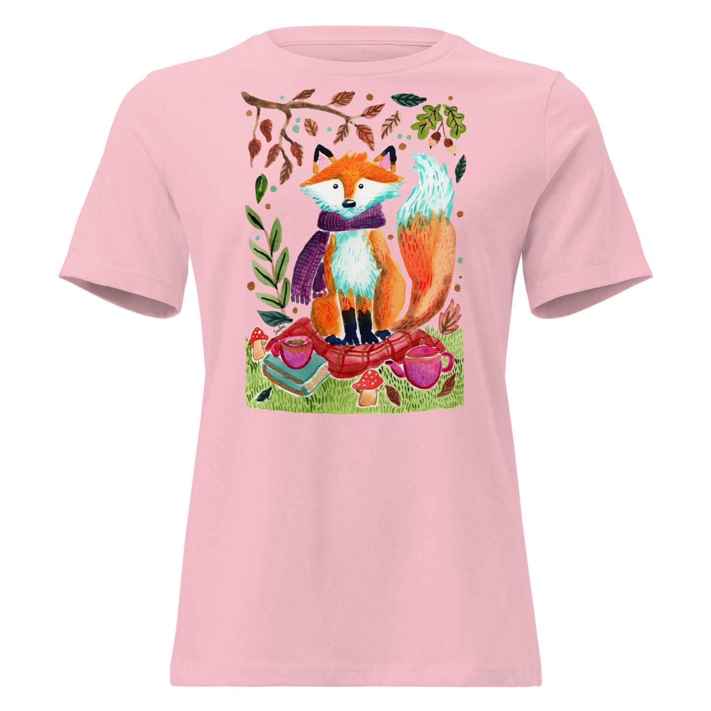 Cozy Fox Autumn Scene – Women’s Relaxed Fit T-Shirt 🍂🦊 - SANDRAAS