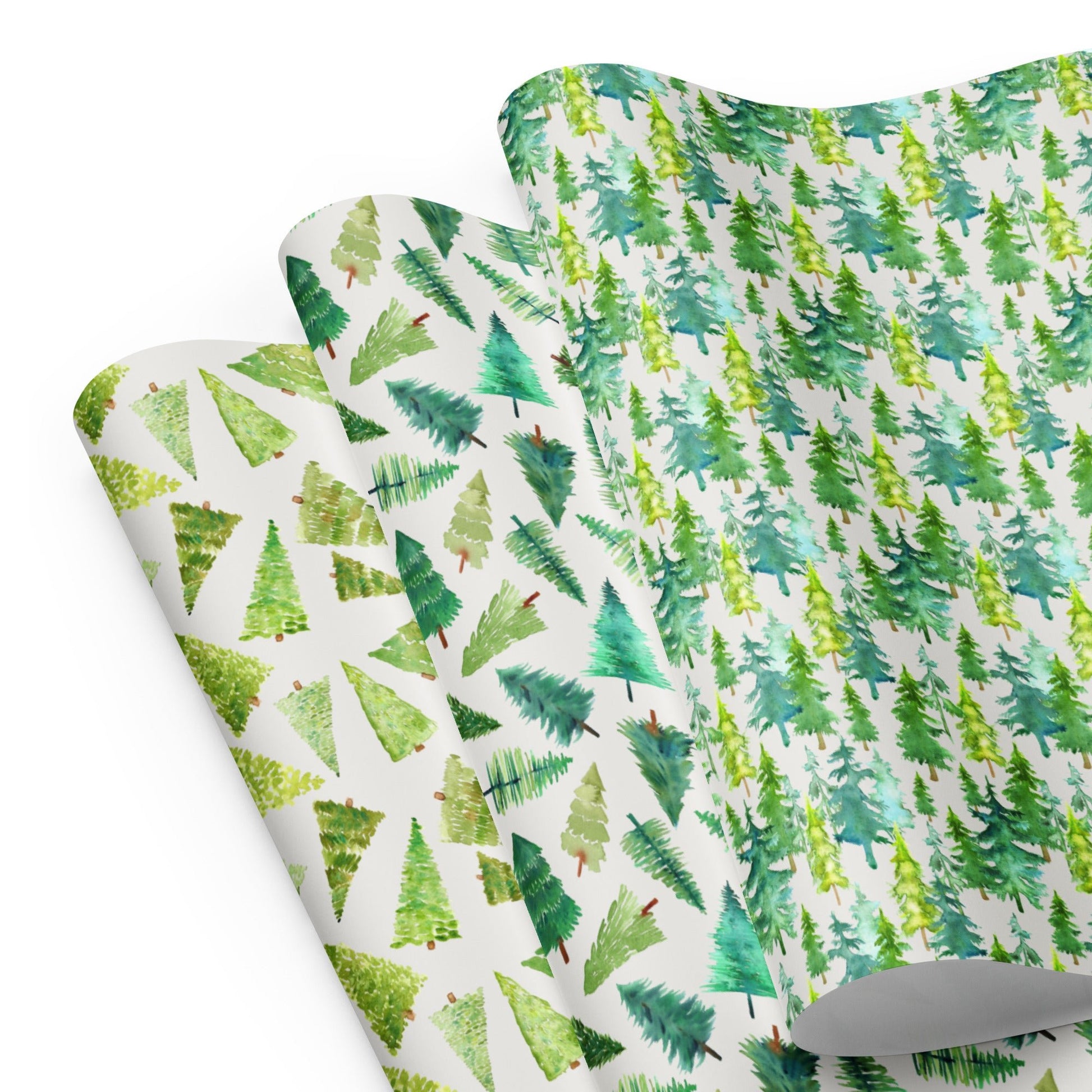 White Christmas Trees Wrapping Paper – Elegant & Festive Gift Wrap 🎄🎁 - SANDRAAS